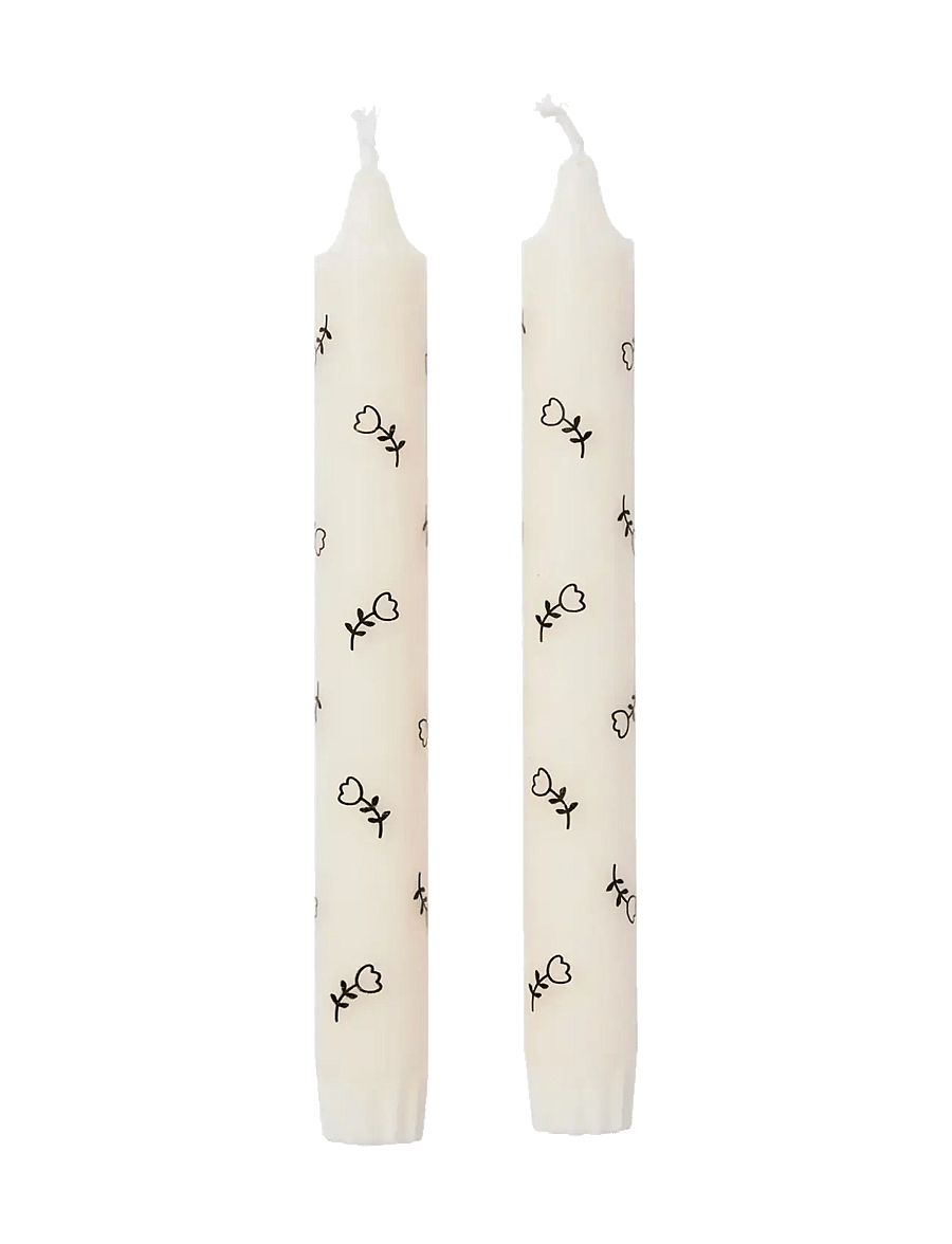 Broste Copenhagen - Mai Taper Candle - pikad küünlad - white/black - 0