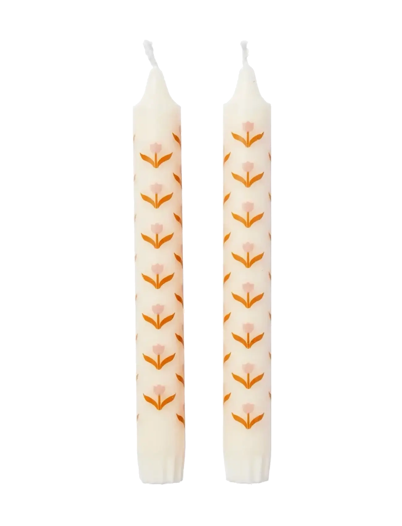 Broste Copenhagen Tulip Taper Candle - Interior - WHITE/SOFT PINK / cream