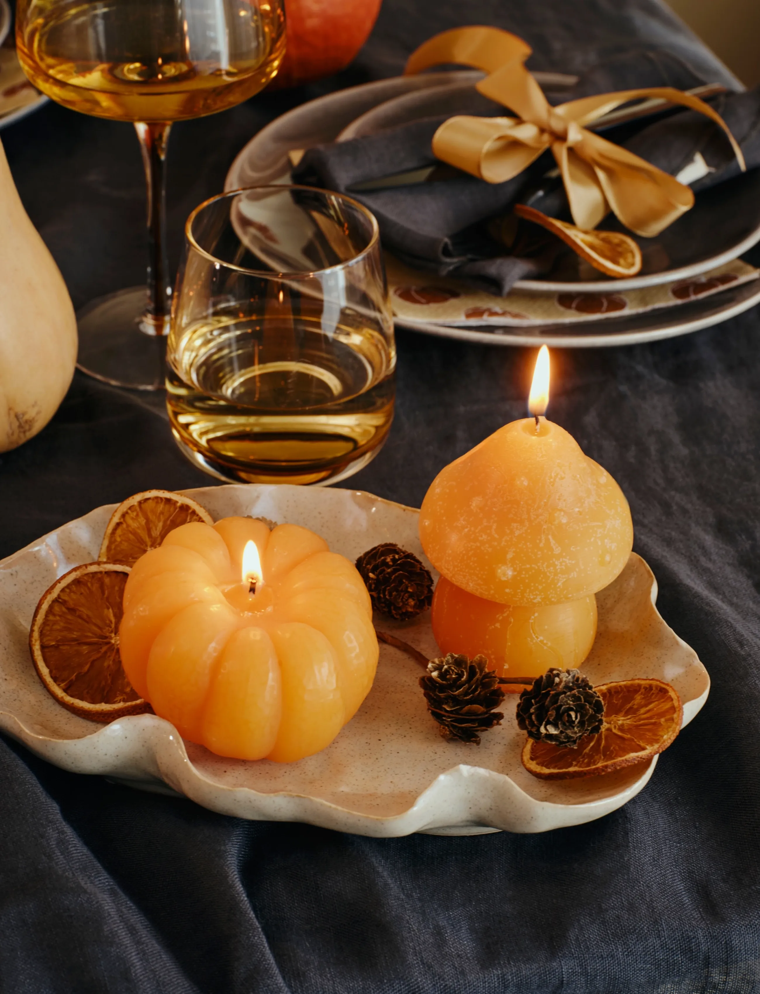 Broste Copenhagen Pumpkin Figure Candle, Ø 8.6 cm, Orange, Decorative Accessories-details > Figures & Sculptures, Unisex
