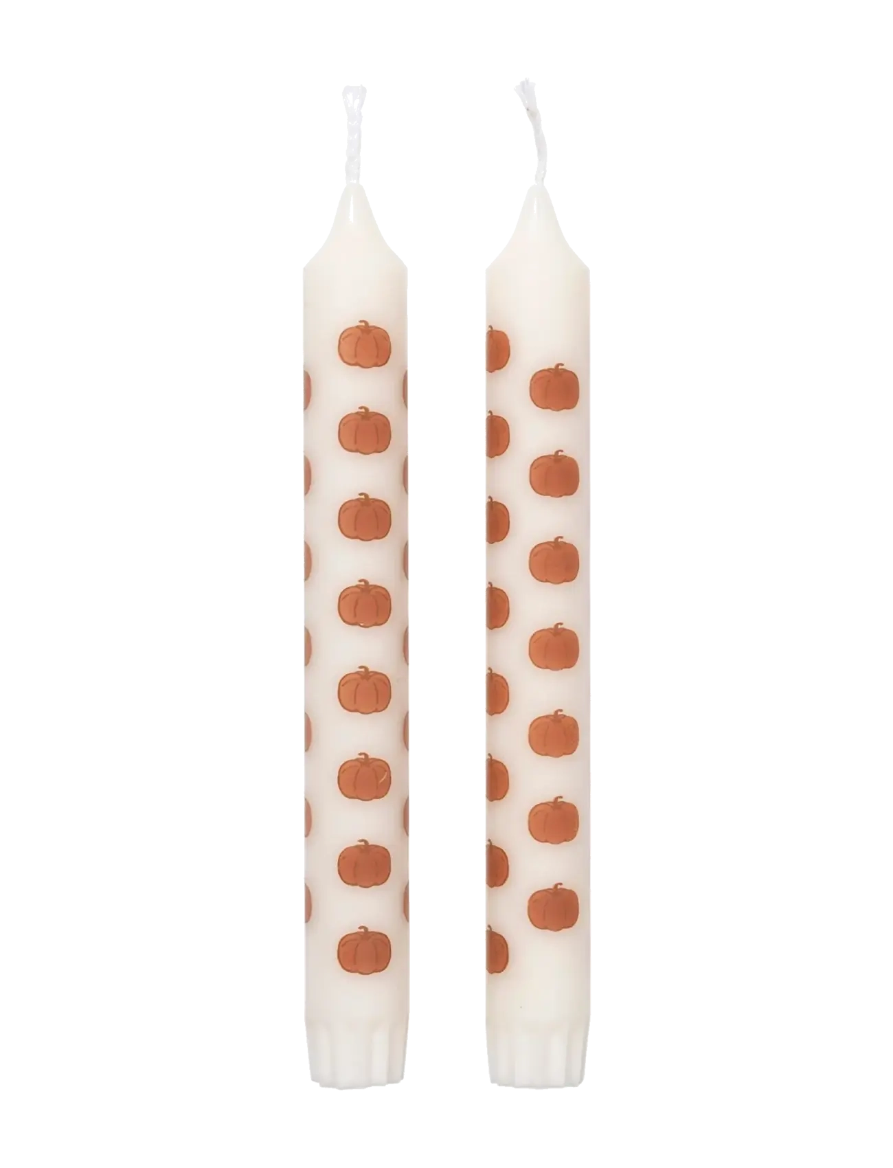 Broste Copenhagen Pumpkin Taper Candle with Print - Julklappar - WHITE / white
