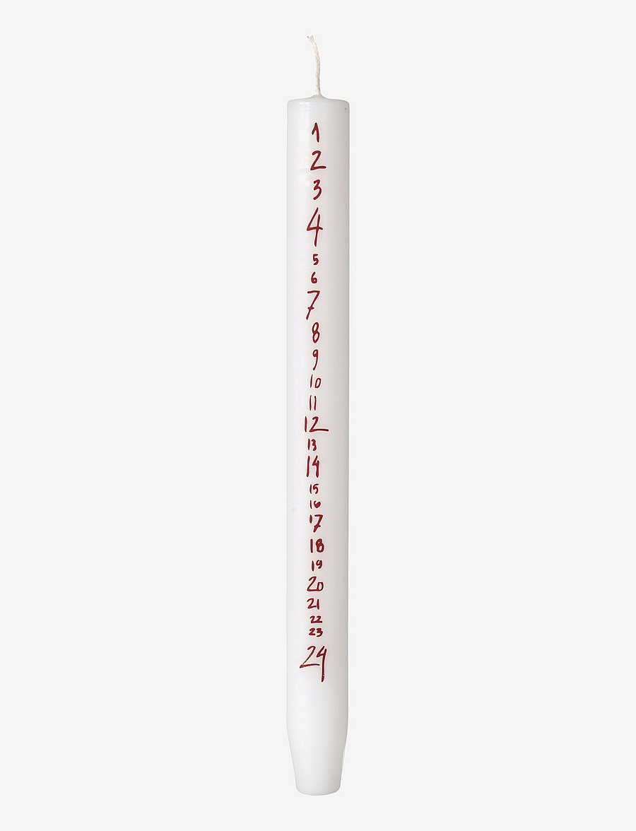 Broste Copenhagen - Handwritten Calendar Candle - weihnachten - adventskerzen - pure white/red - 0