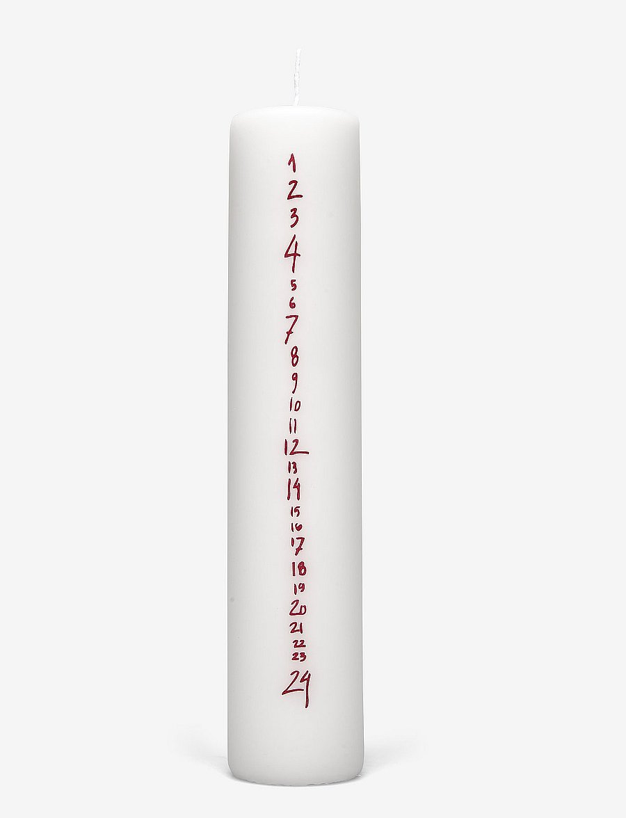 Broste Copenhagen - Handwritten Calendar Candle - weihnachten - adventskerzen - white/red - 0