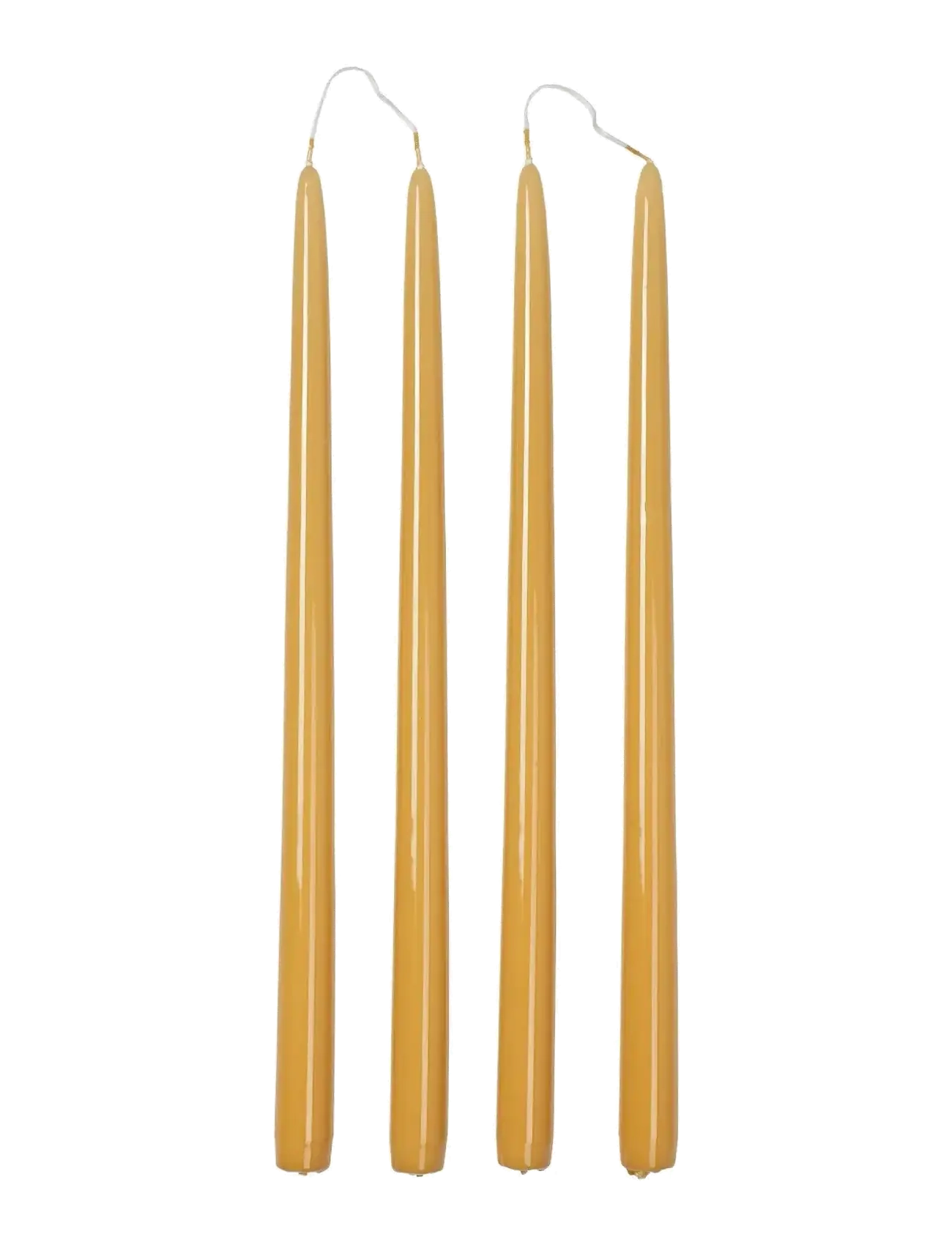 Broste Copenhagen Smooth Taper Candle, H:38 cm, Candles, Gold - Pillar Homeware
