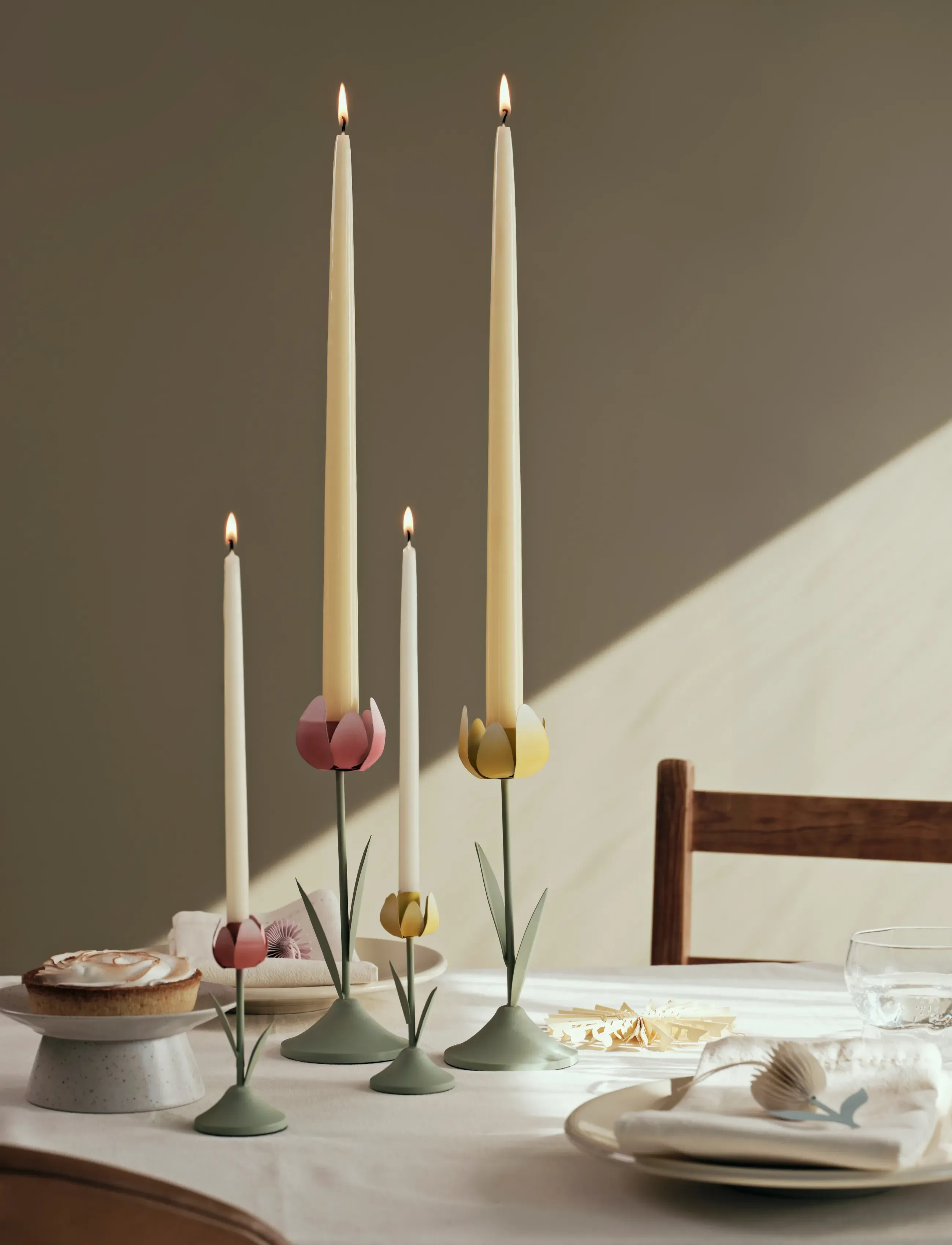 Broste Copenhagen Smooth Taper Candle, H 38 cm, Candles, Creme - Block Homeware