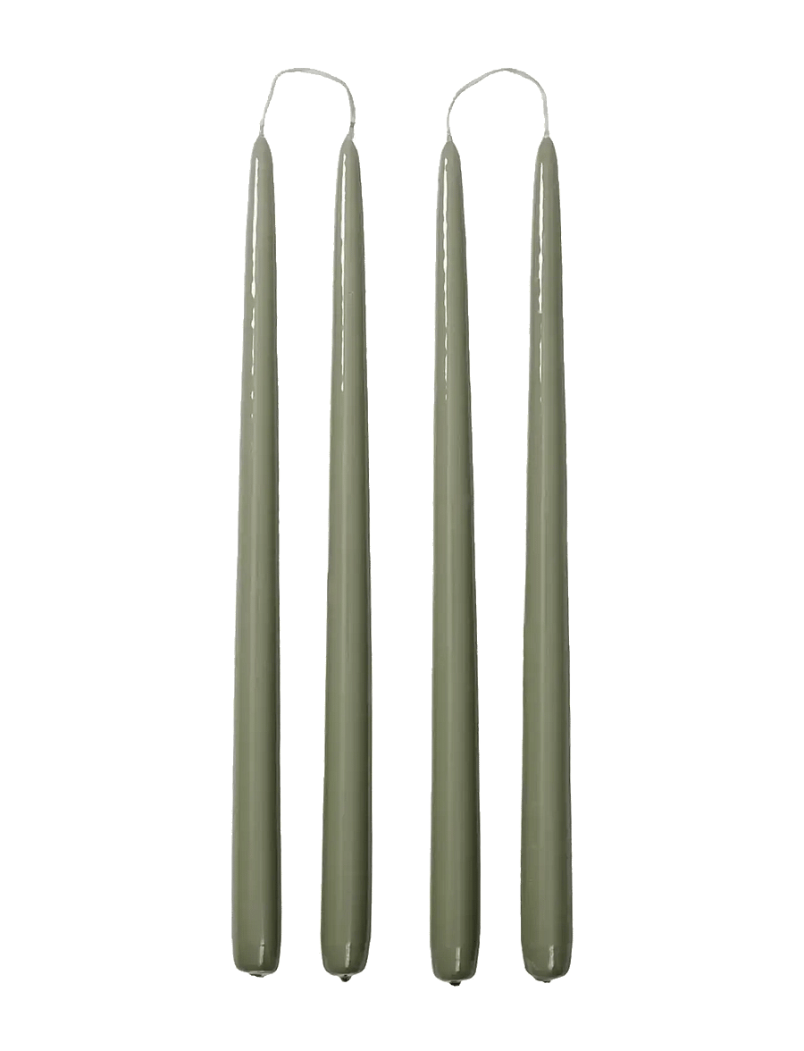 Broste Copenhagen - Smooth Taper Candle - konusveida sveces - green - 1