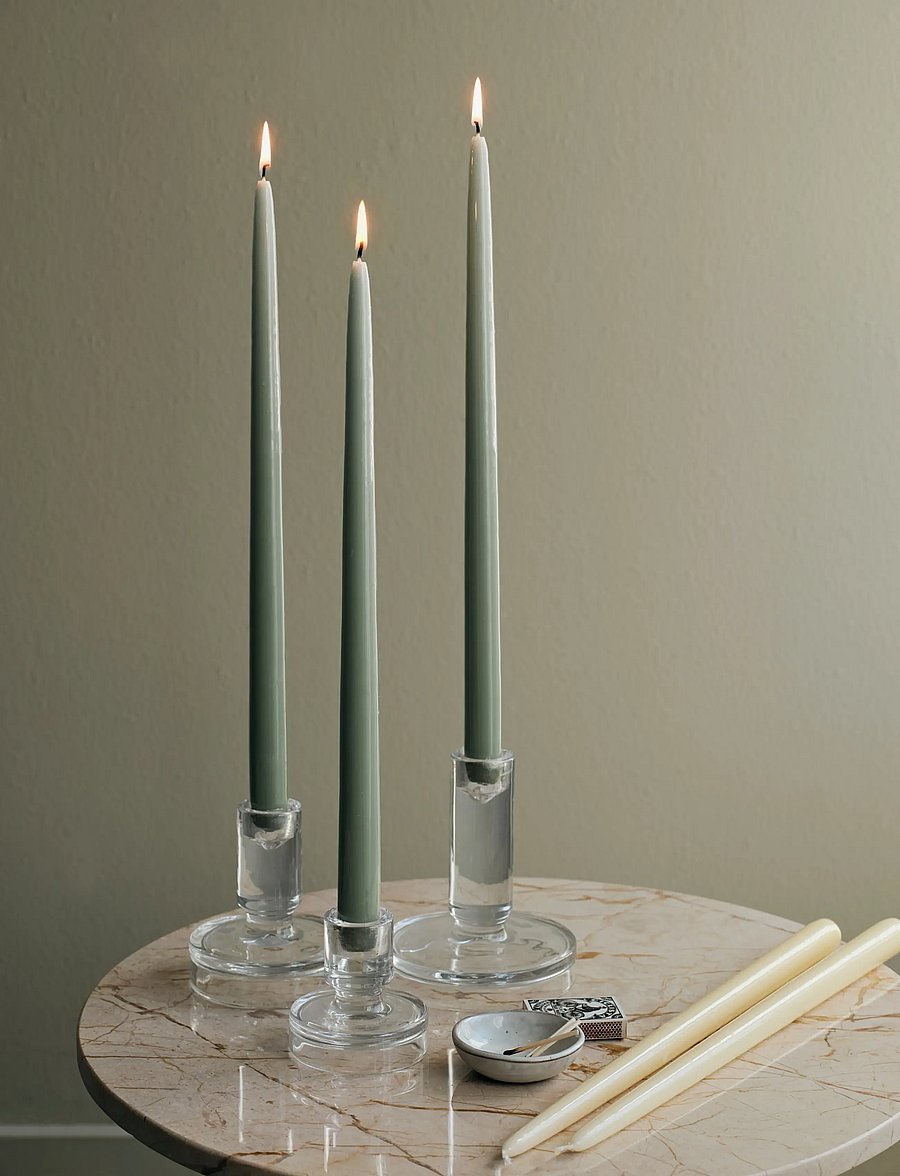 Broste Copenhagen - Smooth Taper Candle - konusveida sveces - green - 0