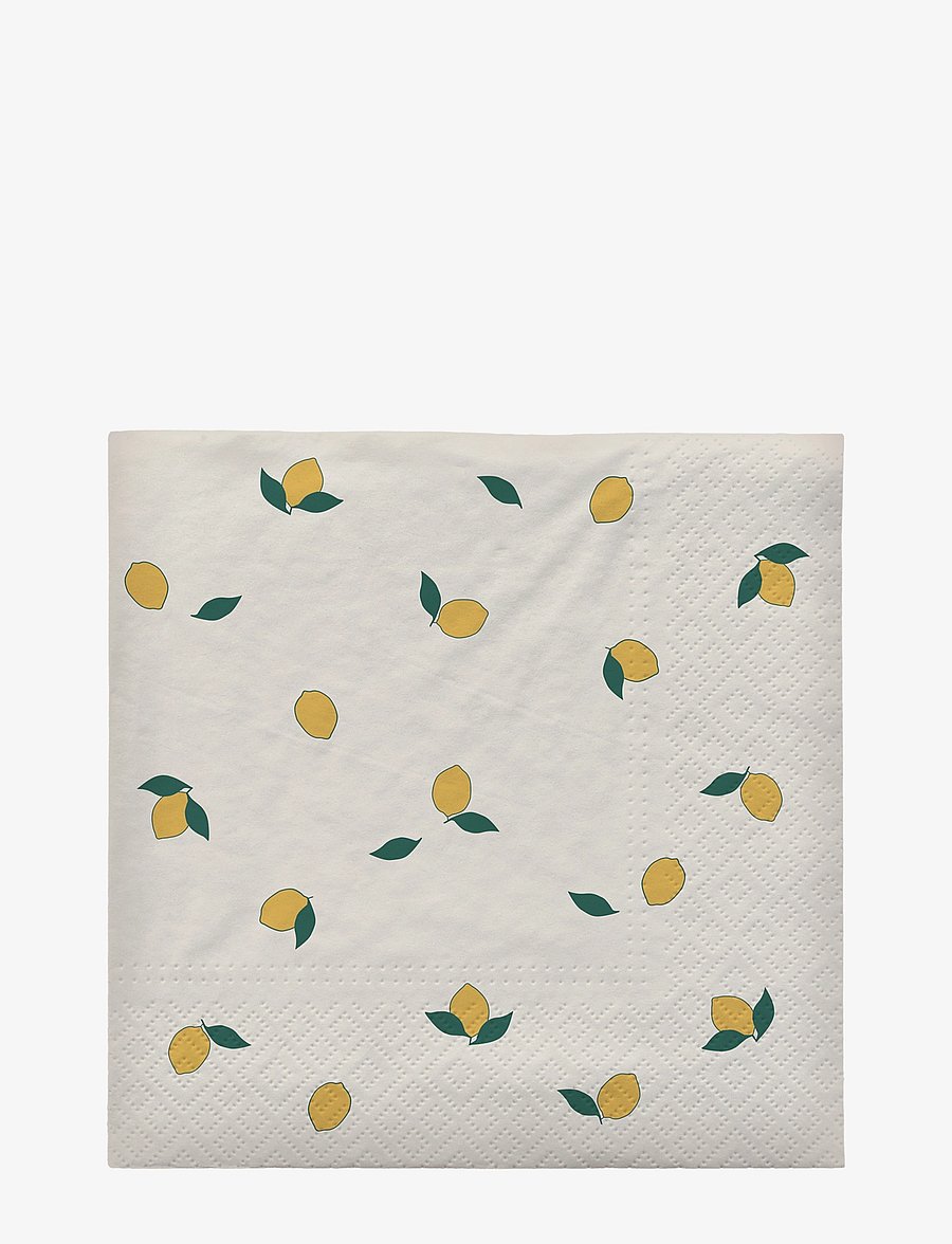 Broste Copenhagen - Lemon Paper Napkin - pabersalvrätikud - off white/yellow - 0