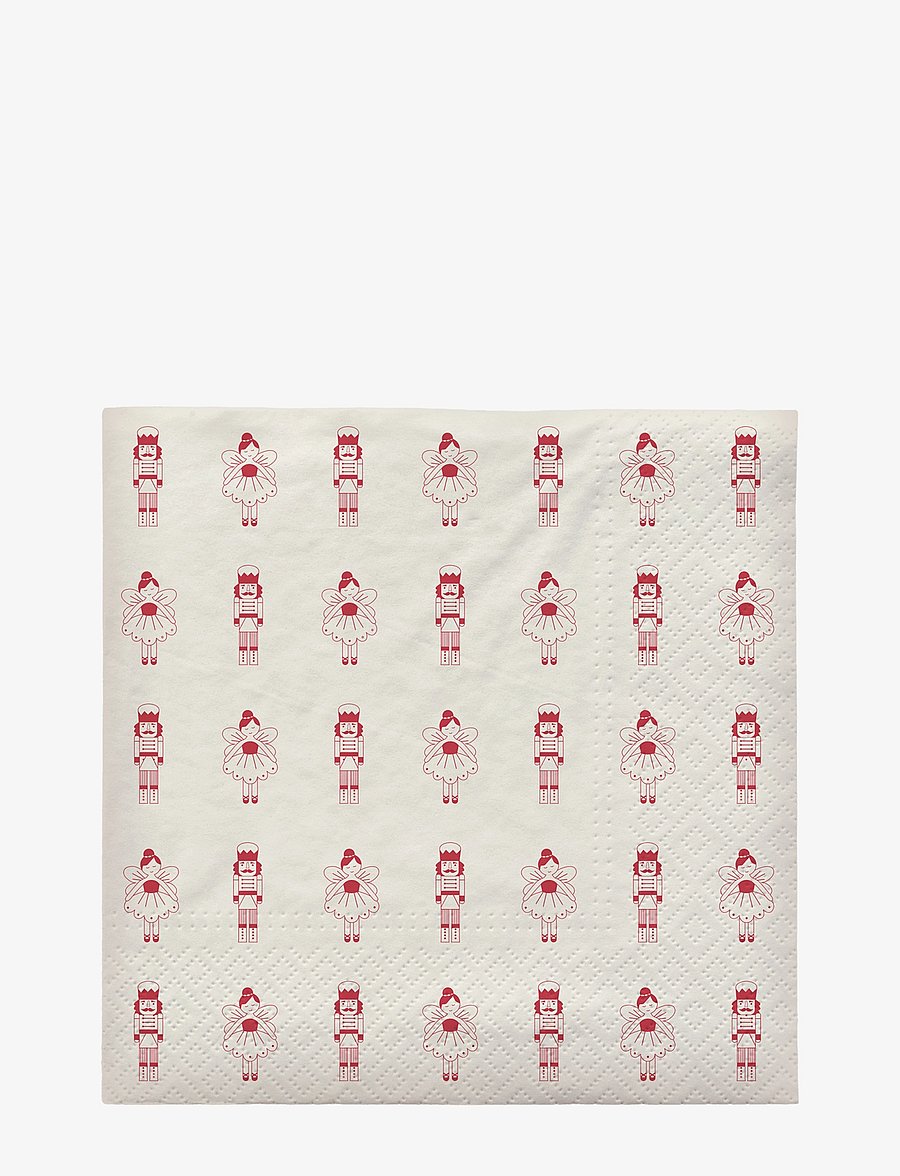 Broste Copenhagen - Fairy Tale Paper Napkin - pabersalvrätikud - pompeian red/off white - 0