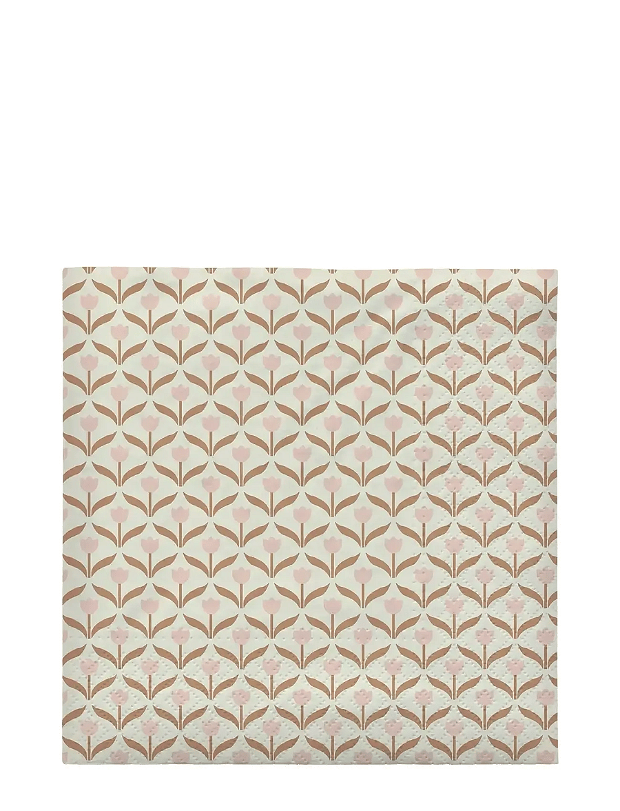 Broste Copenhagen - Tulip Paper Napkin - papierservietten - soft pink/cinnamon sand - 0