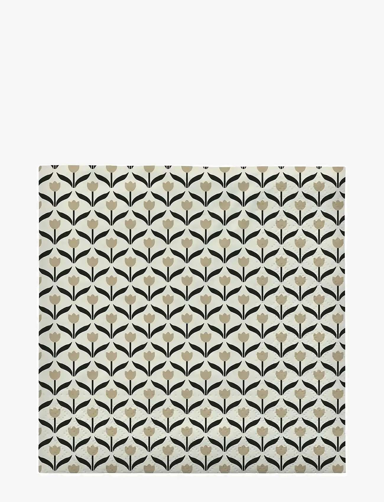 Broste Copenhagen - Tulip Paper Napkin - paper napkins - beige/black - 0