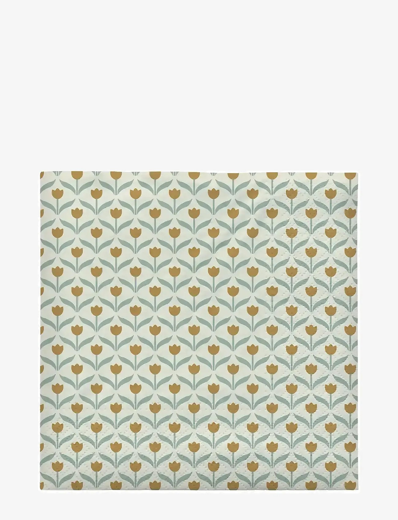 Broste Copenhagen - Tulip Paper Napkin - golden yellow/desert sage - 0