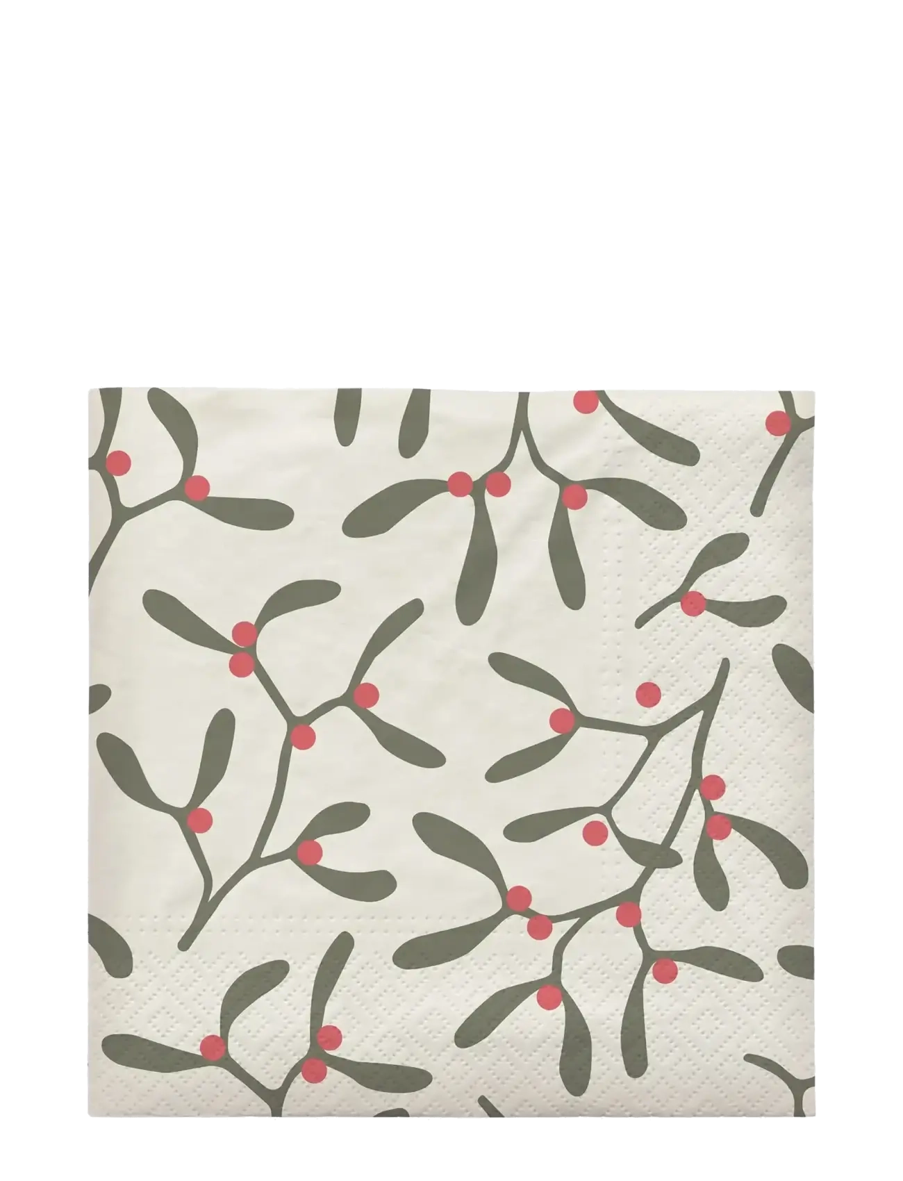 Broste Copenhagen Mistletoe Paper Napkin - Christmas - POMPEIAN RED/GRAPE LEAF GREEN / cream