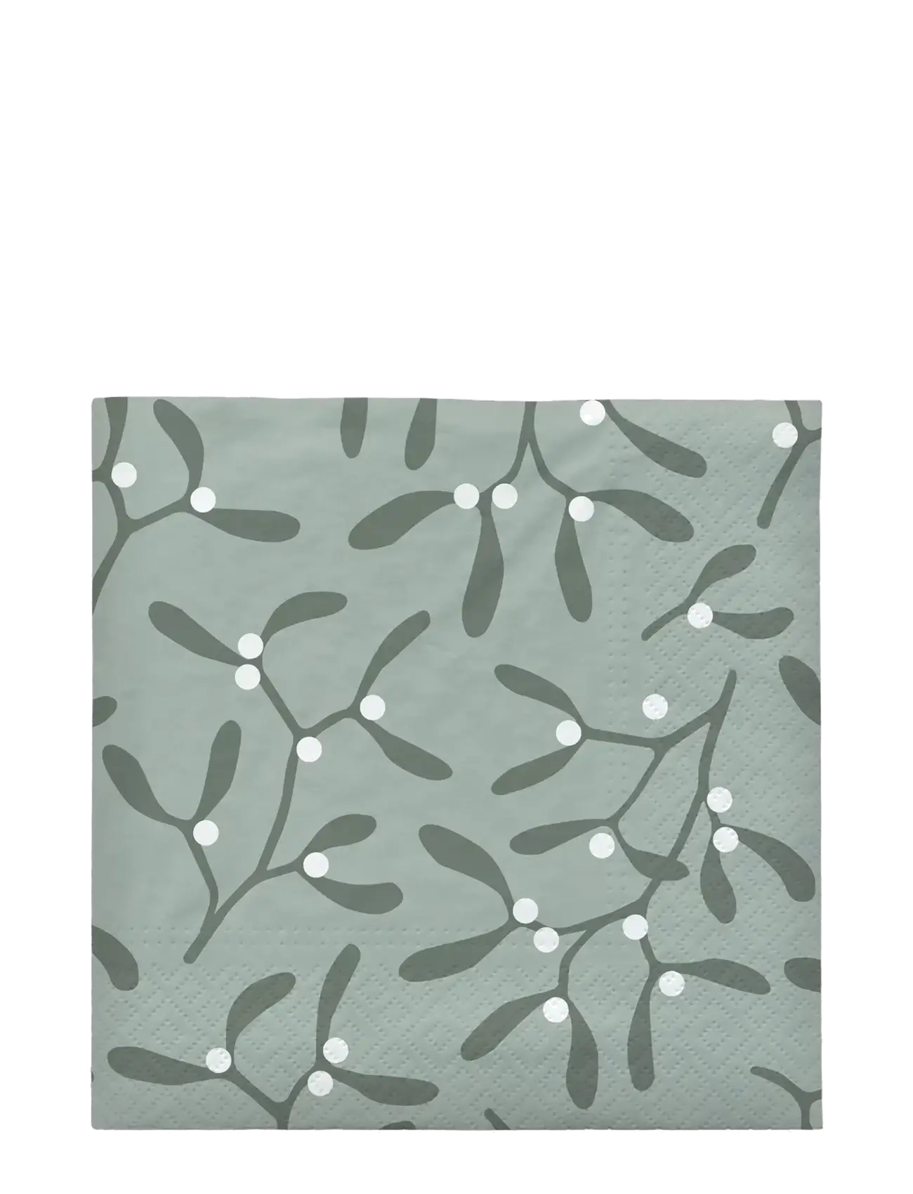 Broste Copenhagen Mistletoe Paper Napkin - Christmas - WHITE/GRAPE LEAF GREEN / green