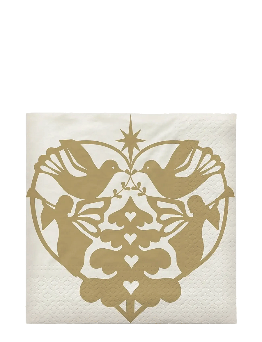 Broste Copenhagen - Nostalgia Paper Napkin - papīra salvetes - off white/gold - 0