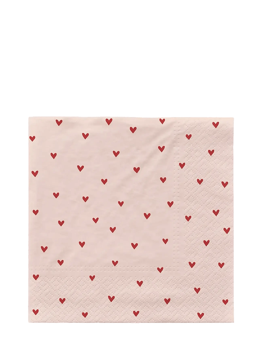 Broste Copenhagen - Amor Paper Napkin - papierservietten - soft pink/red - 0