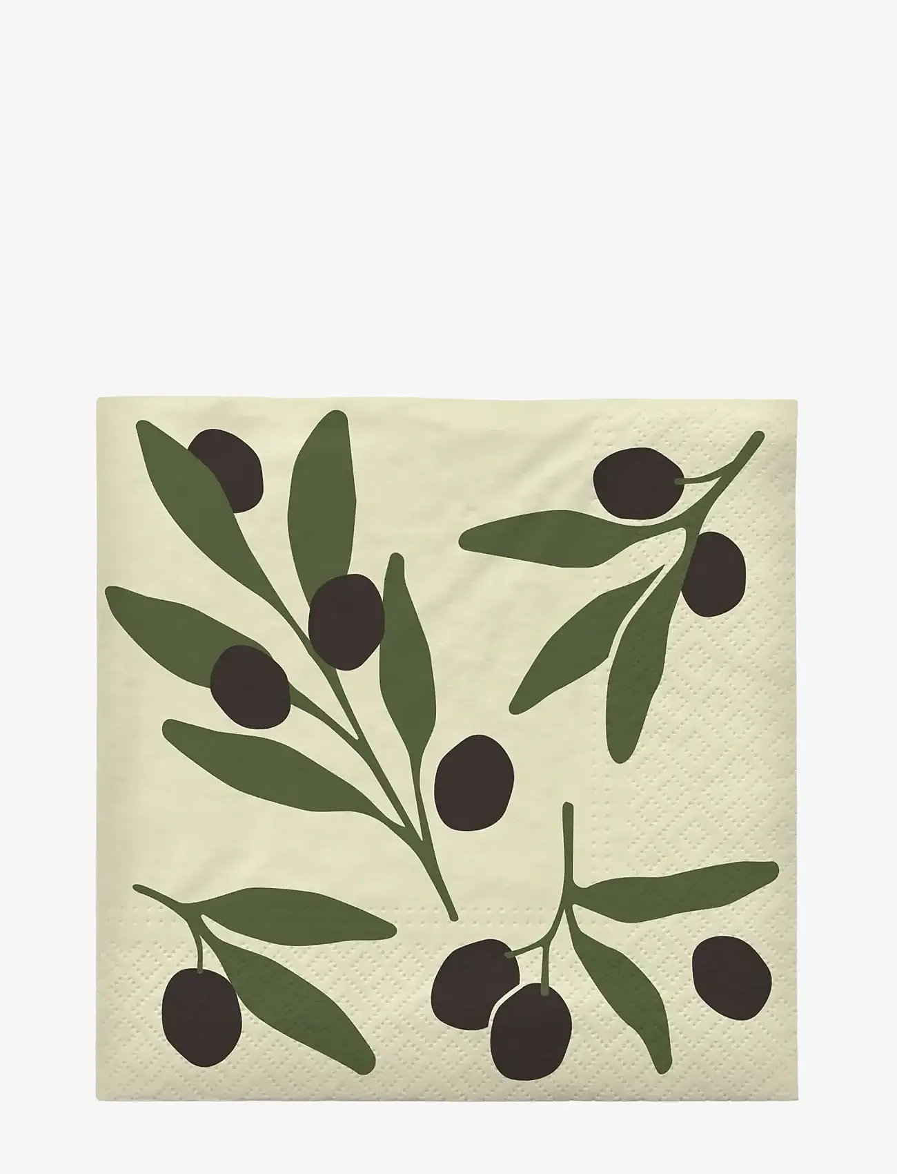 Broste Copenhagen - Olive Paper Napkin - papirservietter - black - 0