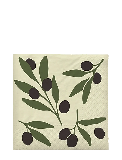Broste Copenhagen Olive Paper Napkin - Pappersservetter - BLACK / khaki/green