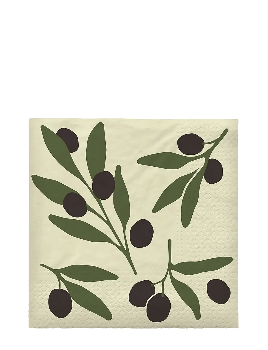 Broste Copenhagen - Olive Paper Napkin - popierinės servetėlės - black - 0