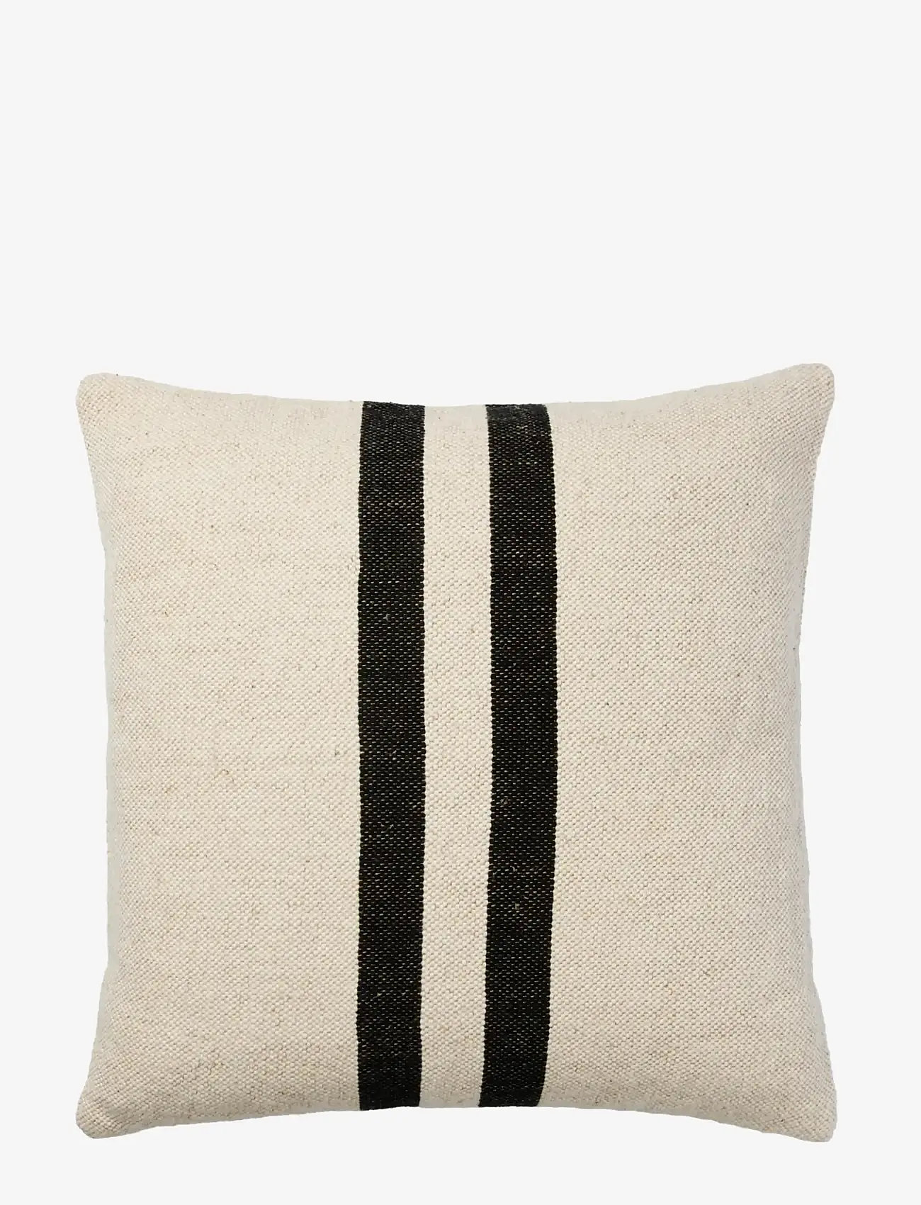 Broste Copenhagen - Sigrun Cushion Cover - pudebetræk - light beige/black - 0