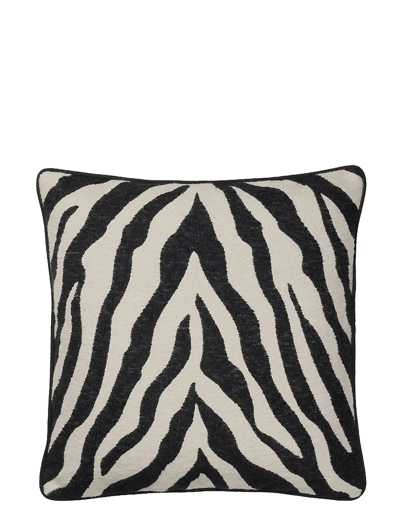 Broste Copenhagen - Zebra Cushion Cover - pudebetræk - black - 1