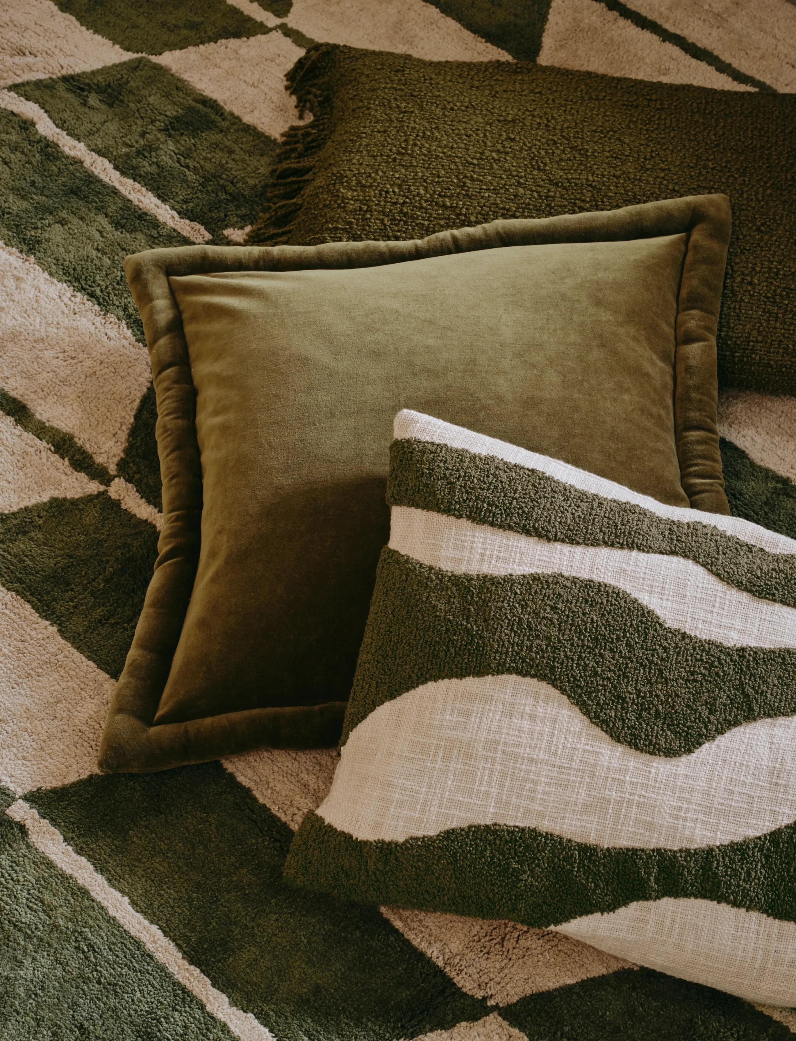 Broste Copenhagen Marlie Cushion Cover, L 60 cm, Cushions & Blankets, Grün - Covers, Homeware