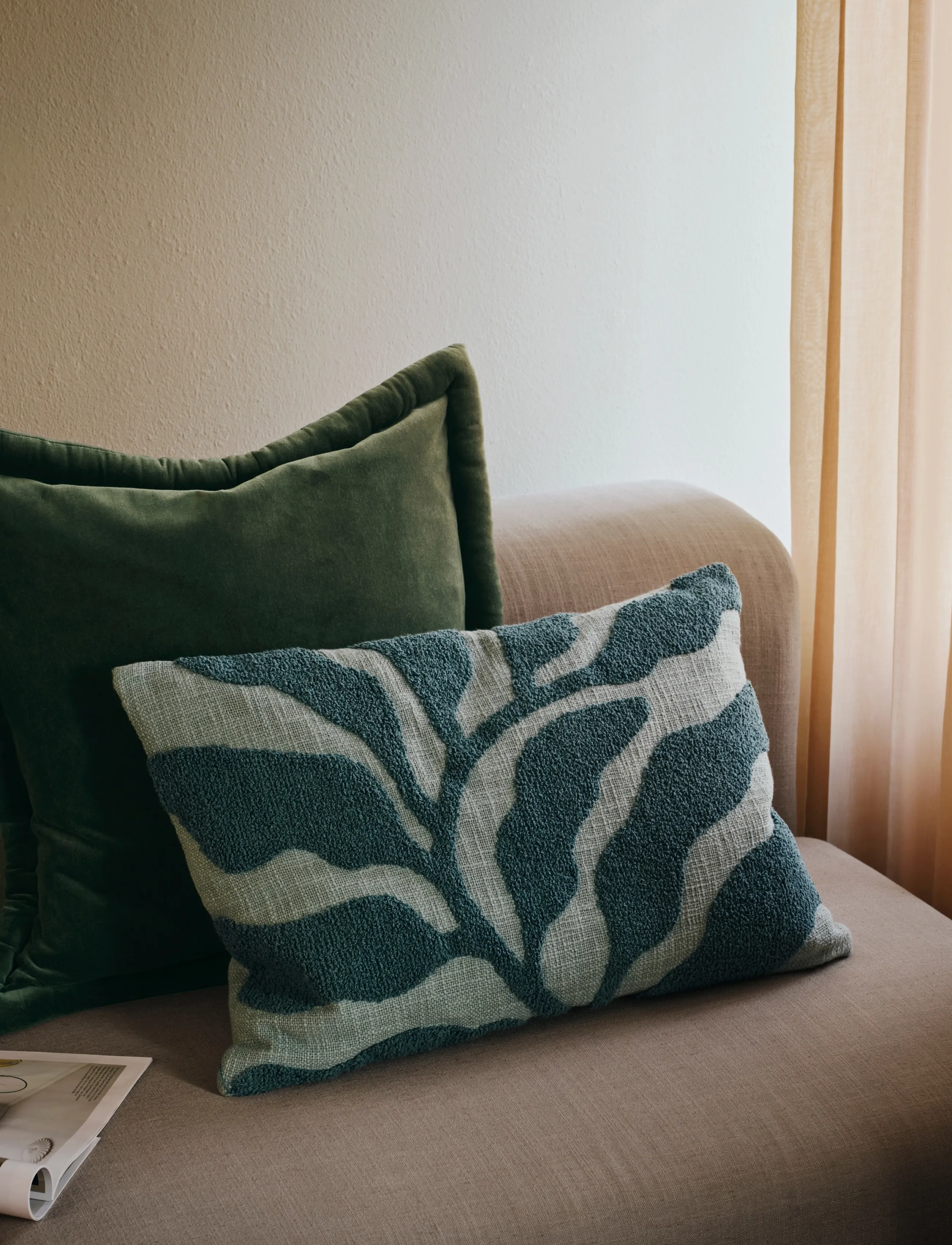 Broste Copenhagen Delia Cushion Cover, L 60 cm, Cushions & Blankets, Blau - Covers, Homeware