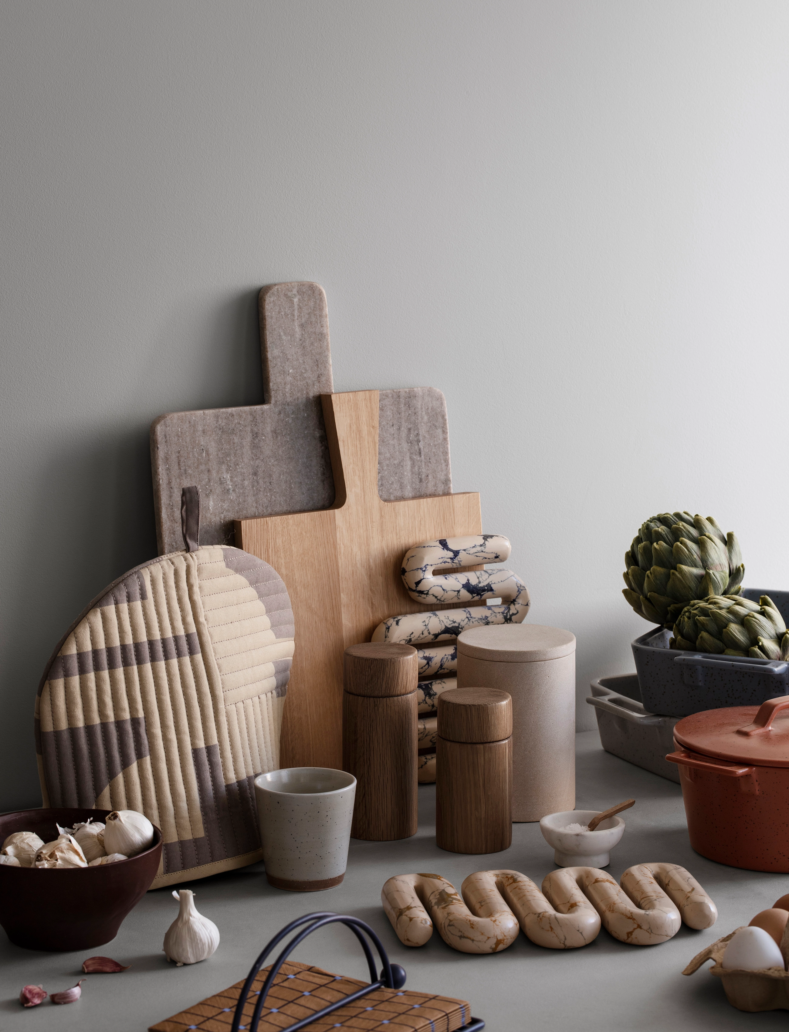 Broste Copenhagen Skærebræt 'Adam' L Marmor, 45X30 cm, Serving Dishes, Beige - Platters, Homeware