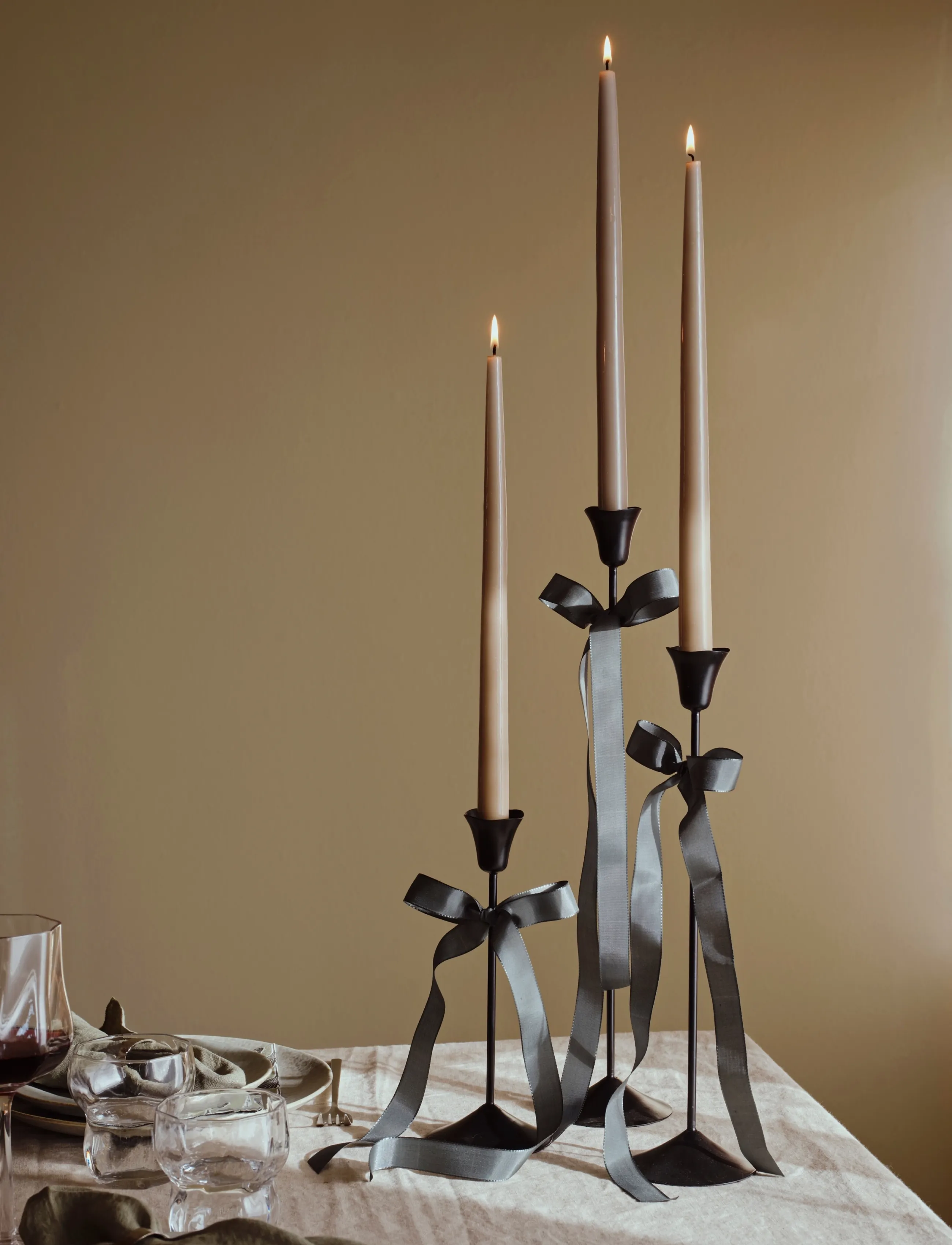Broste Copenhagen Ria Candle Holder, H 24 cm, Black, Candle & Tealight Holders > Candle Holders, Unisex