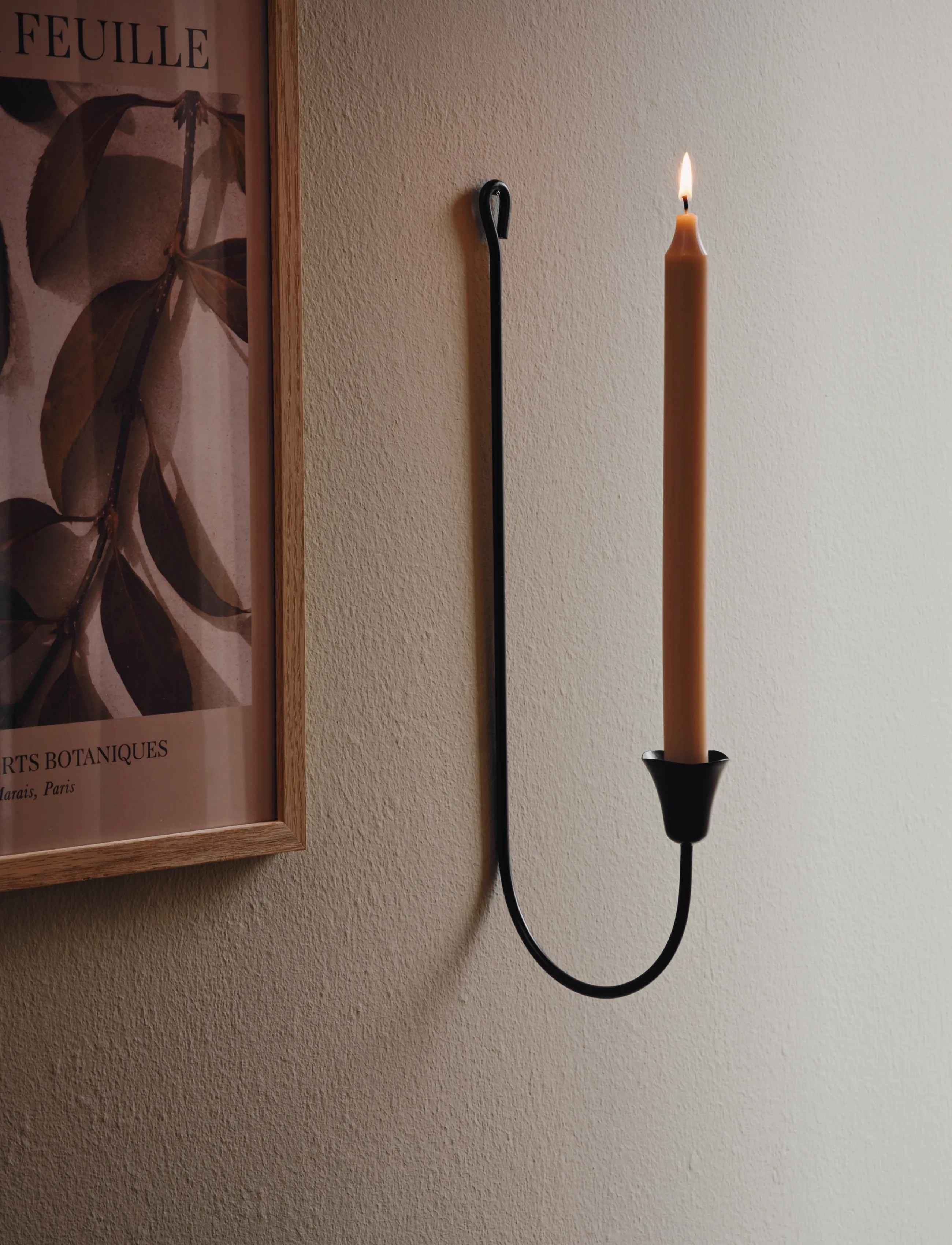 Broste Copenhagen Ria Wall Candle Holder, H 40 cm, Black, Candle & Tealight Holders > Candle Holders, Unisex