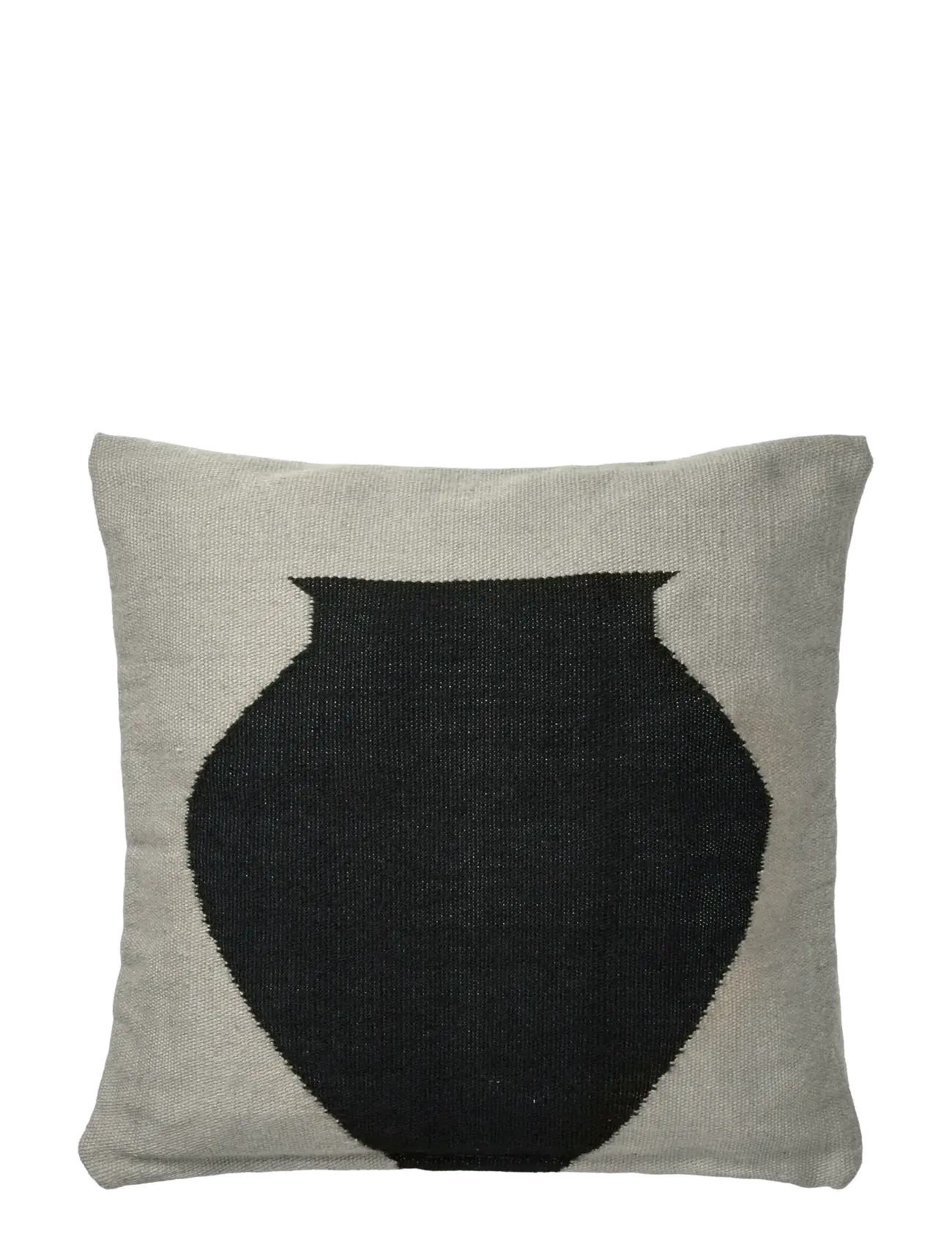Broste Copenhagen Delphine Cushion Cover - Tekstiler - BLACK/CASTLE BEIGE / grey