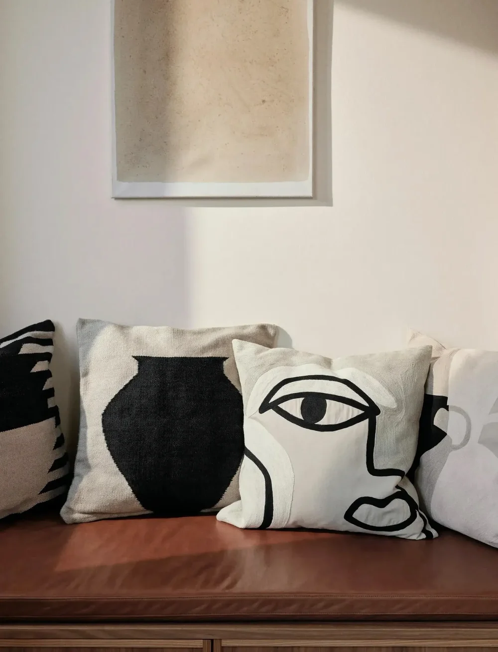 Broste Copenhagen - Delphine Cushion Cover - padjakatted - black/castle beige - 1