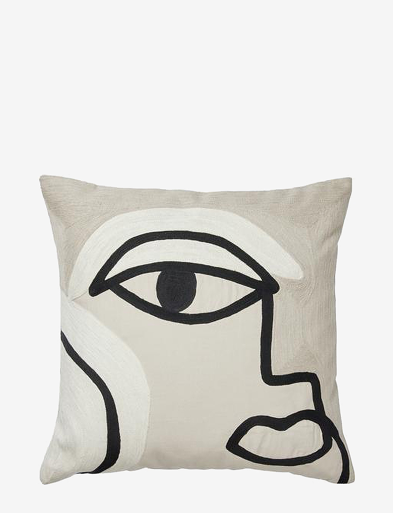 Broste Copenhagen - Manon Cushion Cover - black/castle beige - 0