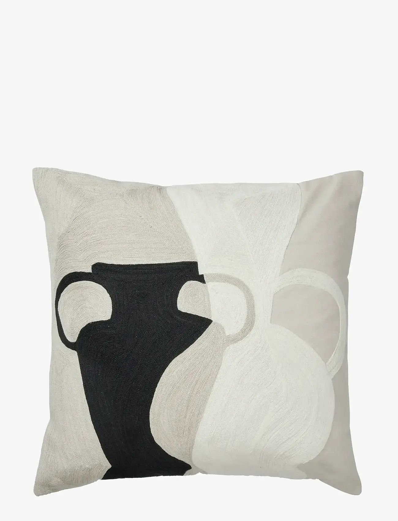 Broste Copenhagen - Eva Cushion Cover - black/beige - 0