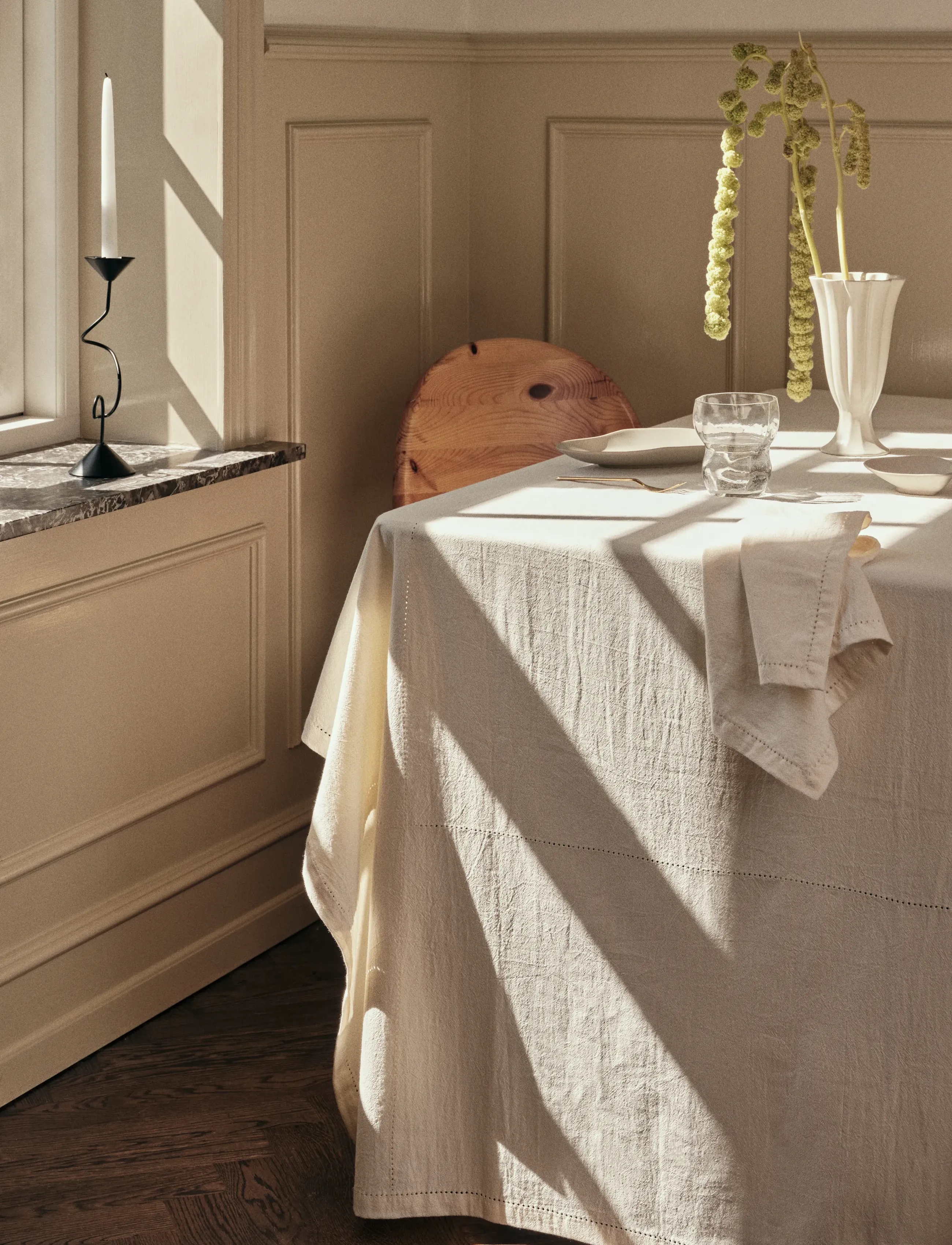 Broste Copenhagen Elin Tablecloth, 160X200 cm, Kitchen Textiles, Creme - Tablecloths & Table Runners, Homeware