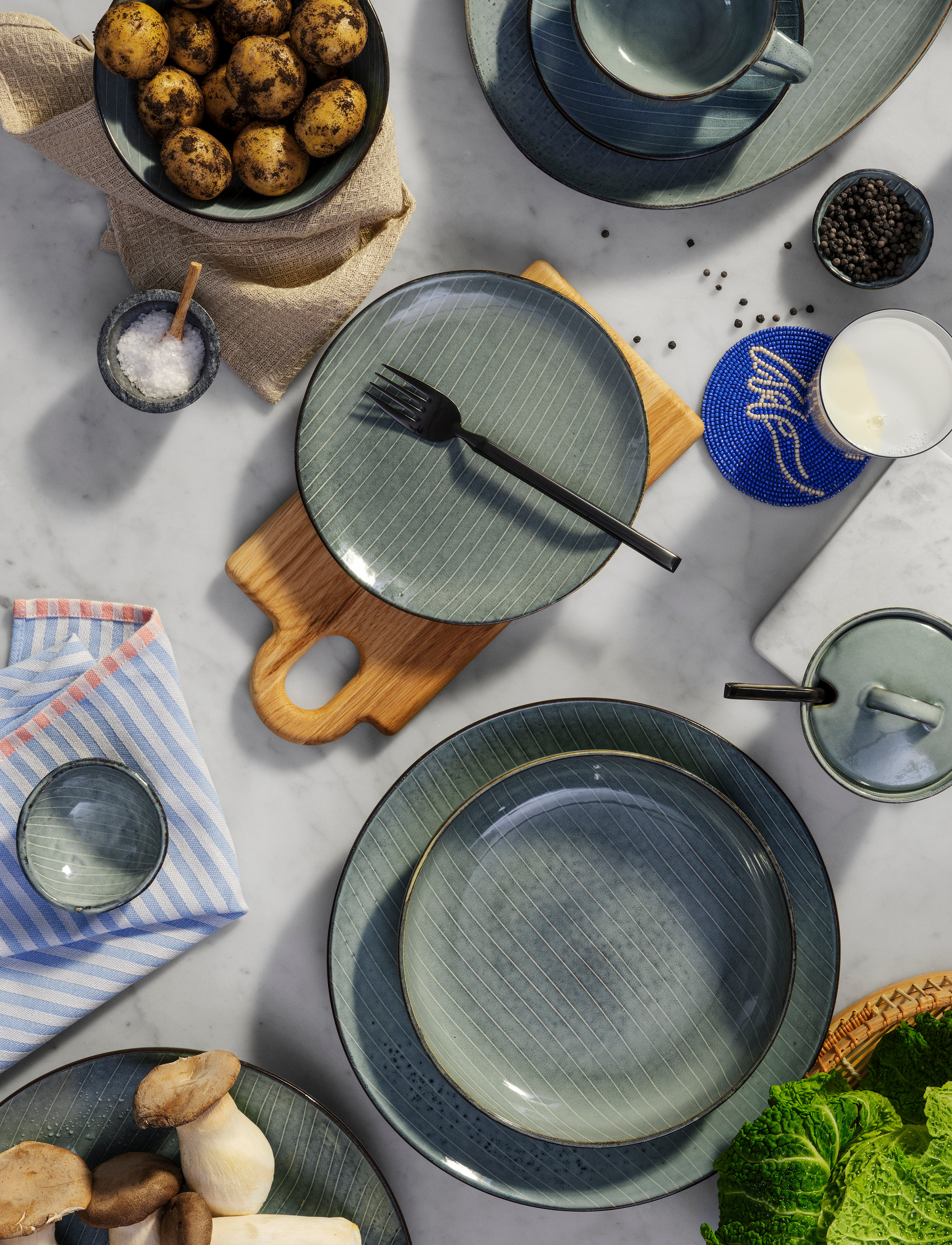 Broste Copenhagen Nordic Sea, One Size, Plates, Blau - Table Settings&sets, Homeware