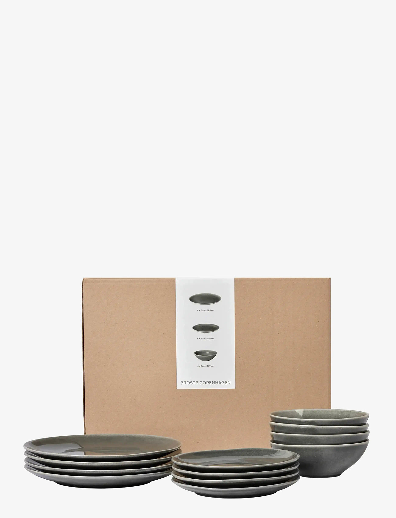 Broste Copenhagen - Nordic Rain Dinner Set for Four - hommikusöögikausid - grey - 0