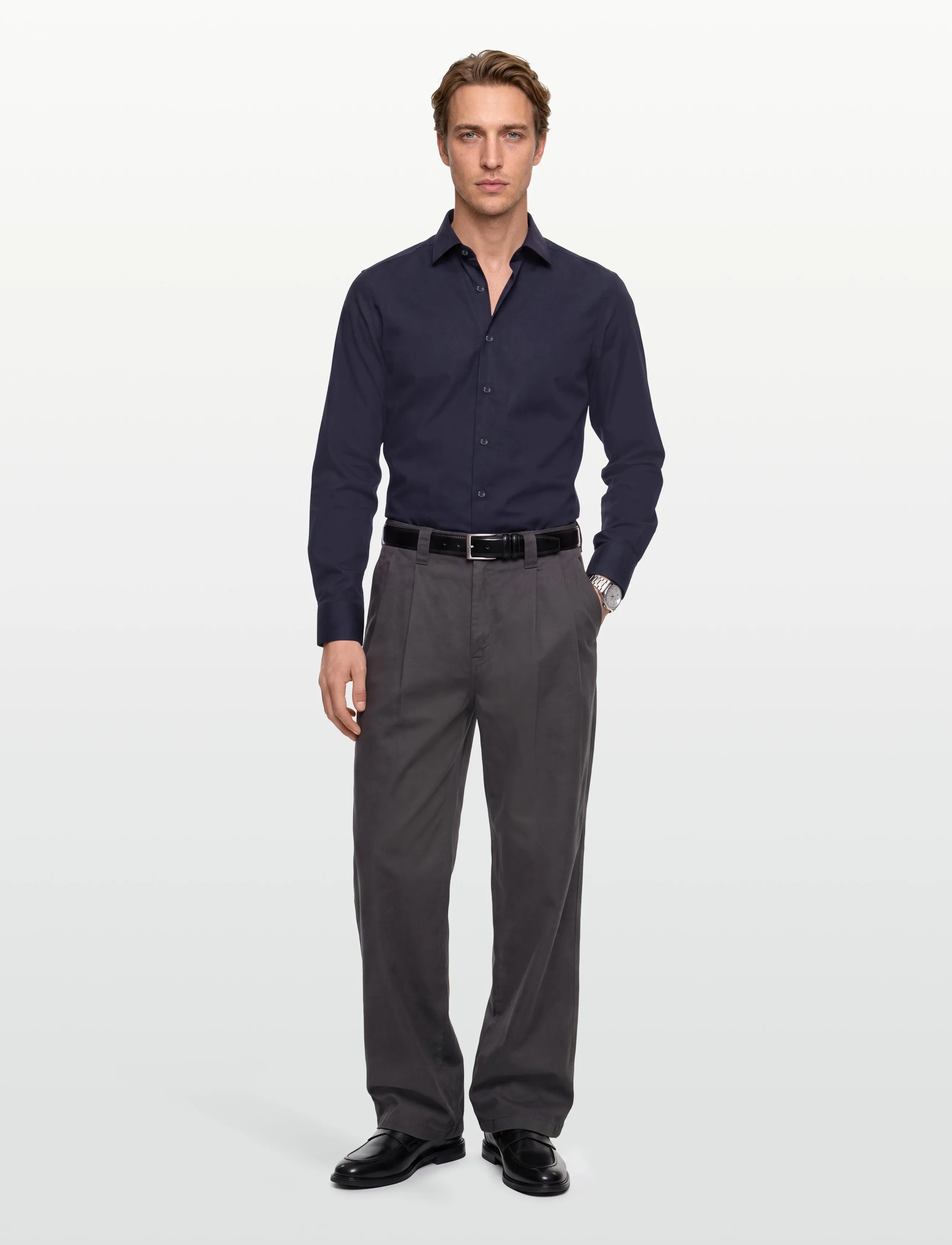 Bruun & Stengade BS Miles Slim Fit Shirt - Skjortor - NAVY / navy