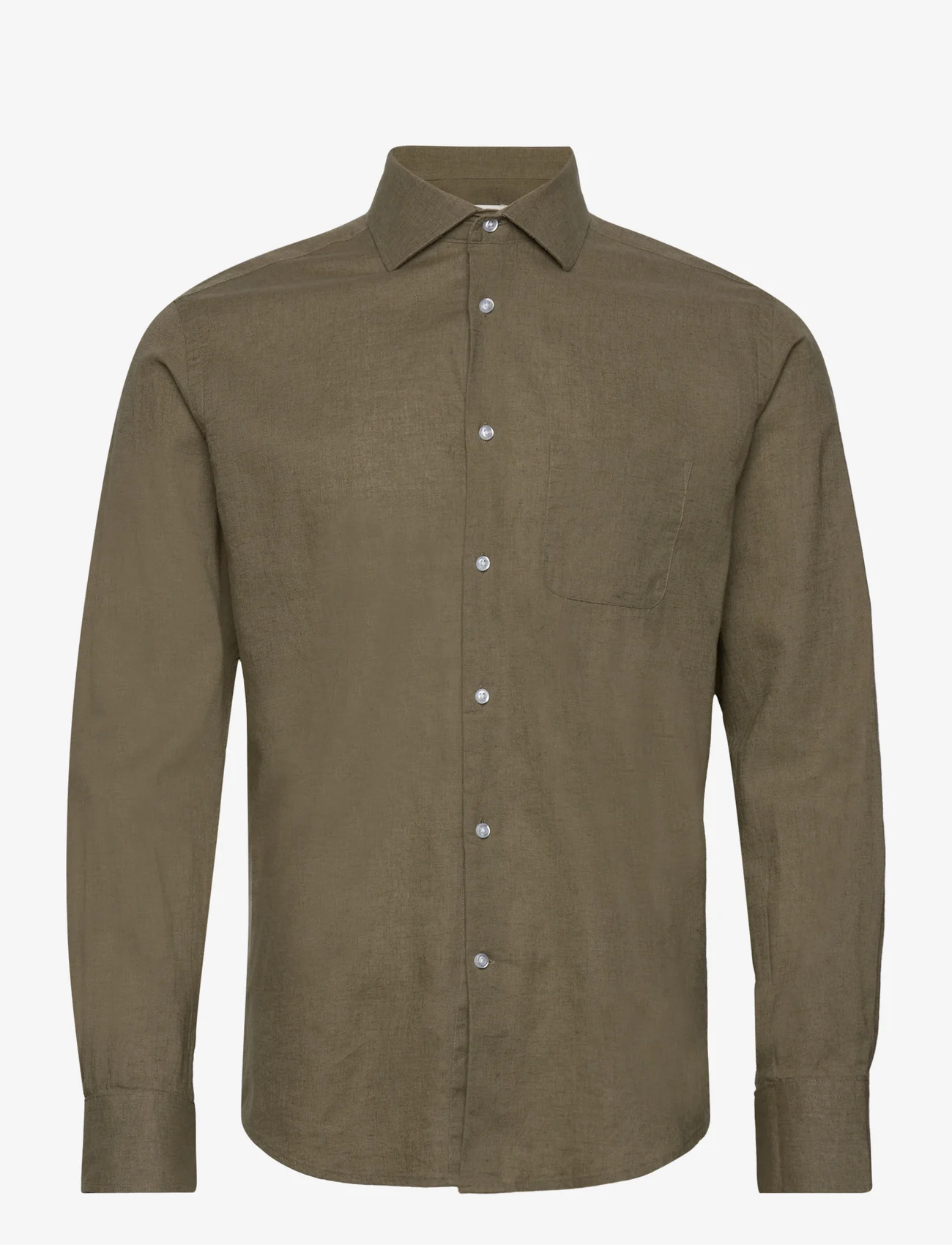 Bruun & Stengade - BS Ferrol Casual Slim Fit Shirt - linneskjortor - army - 0
