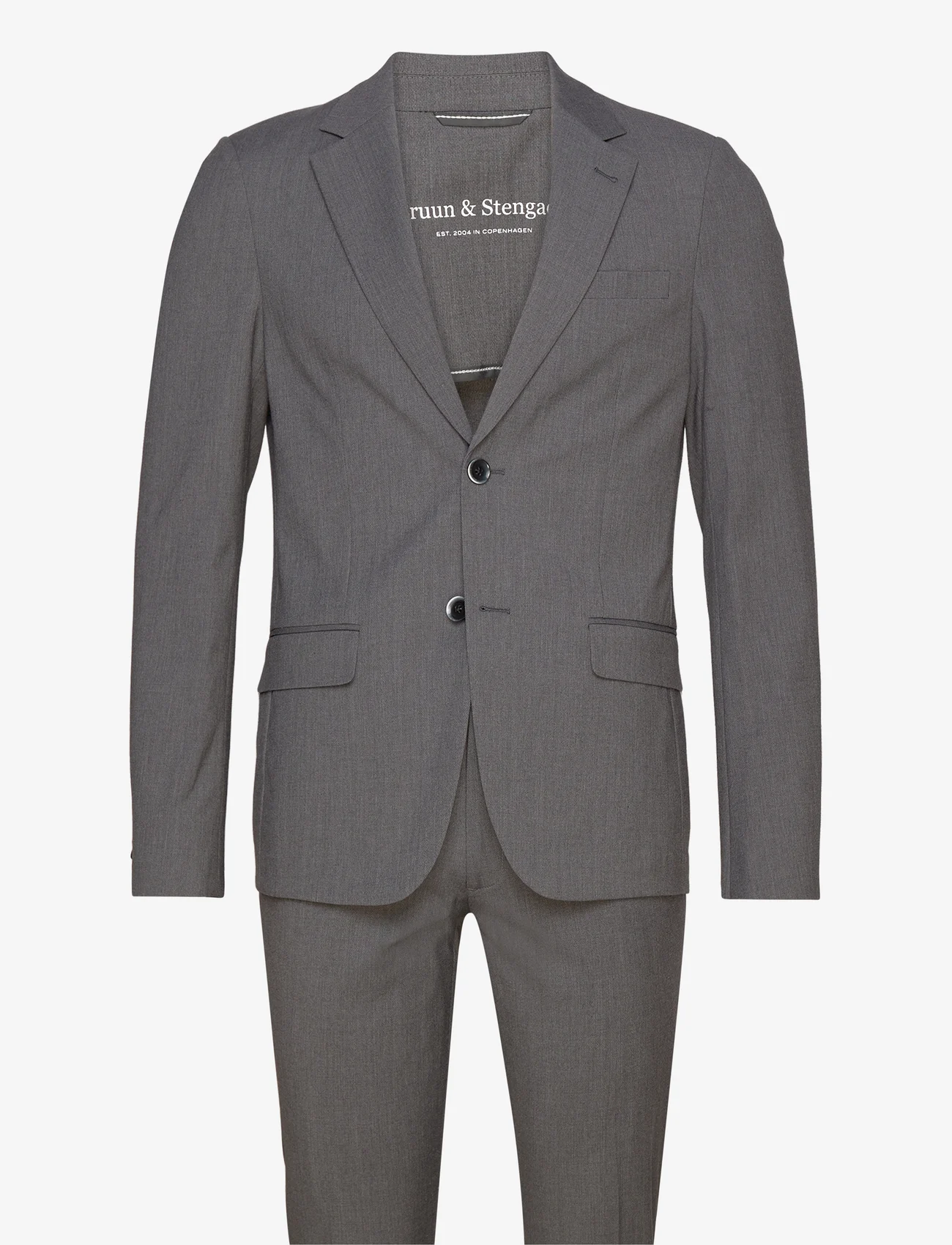 Bruun & Stengade - BS Sonoma Slim Fit Suit Set - dobbeltradede jakkesæt - dark grey - 0