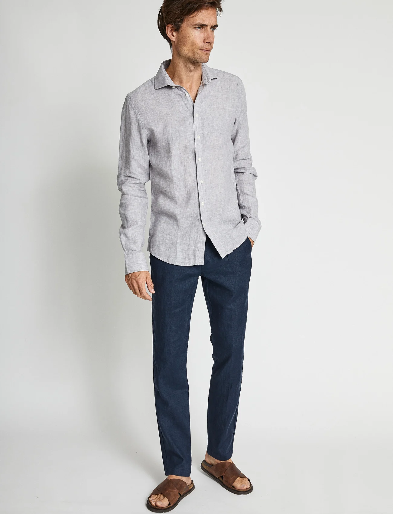Bruun & Stengade - BS Perth Casual Slim Fit Shirt - nordisk stil - light grey - 0
