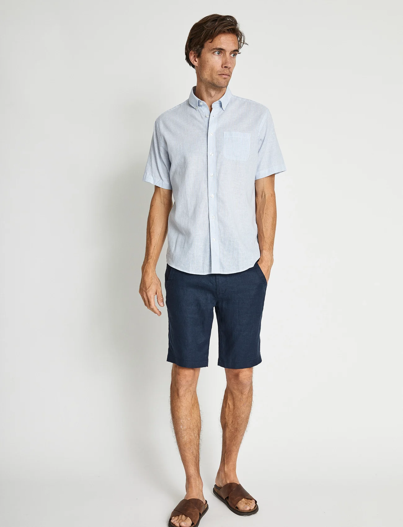 Bruun & Stengade - BS Gale Casual Modern Fit Shirt - pohjoismainen tyyli - light blue/white - 0