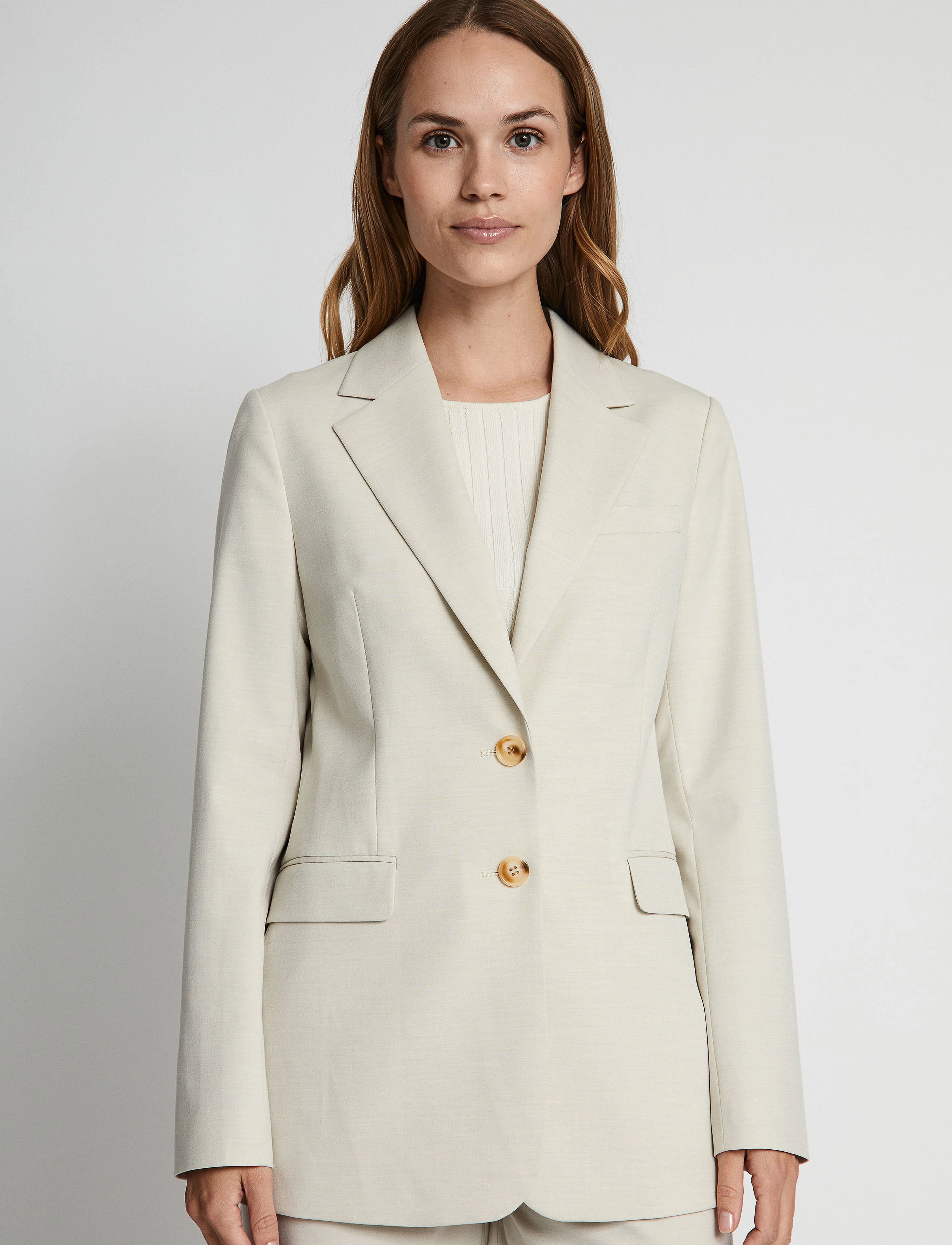 Bruun & Stengade Bs Estelle Regular Fit Blazer, 36, Beige, Blazere > Enkeltradede Blazere, Dame
