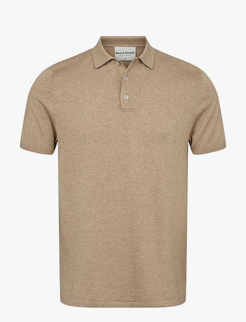 Bruun & Stengade - BS Aaran Regular Fit Polo Shirt - gestrickte polohemden - beige - 1