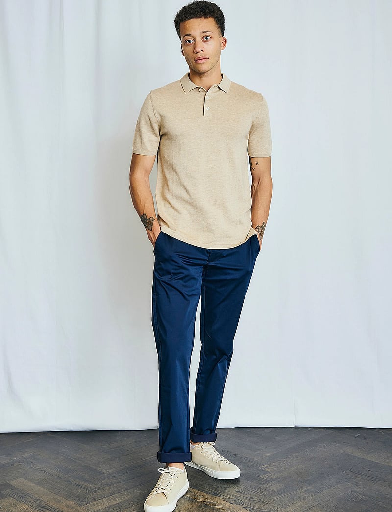Bruun & Stengade - BS Aaran Regular Fit Polo Shirt - gestrickte polohemden - beige - 0