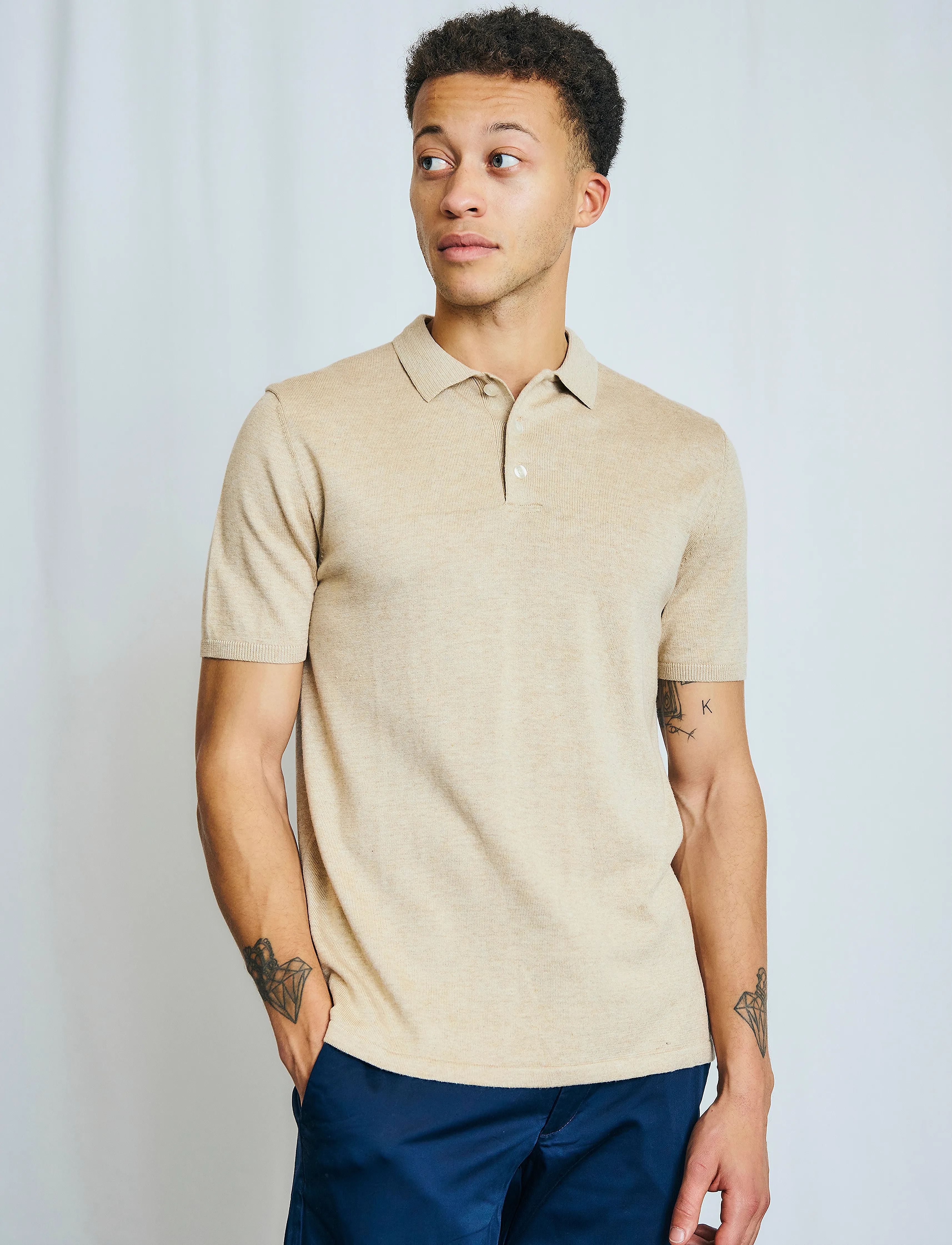 Bruun & Stengade - BS Aaran Regular Fit Polo Shirt - beige - 3