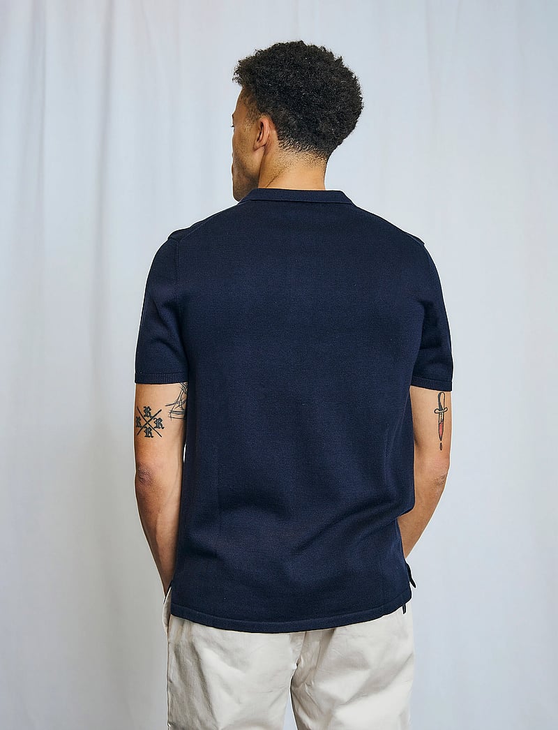 Bruun & Stengade - BS Aaran Regular Fit Polo Shirt - strikkede poloer - navy - 5