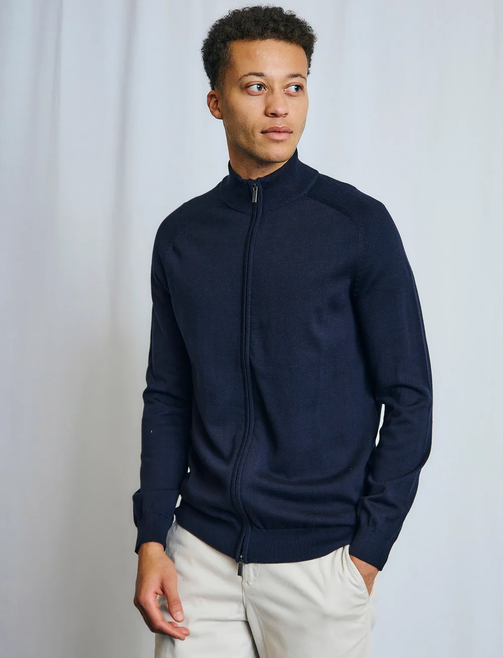 Bruun & Stengade - BS Stamatis Regular Fit Knitwear - pullover mit durchgehendem reißverschluss - navy - 0