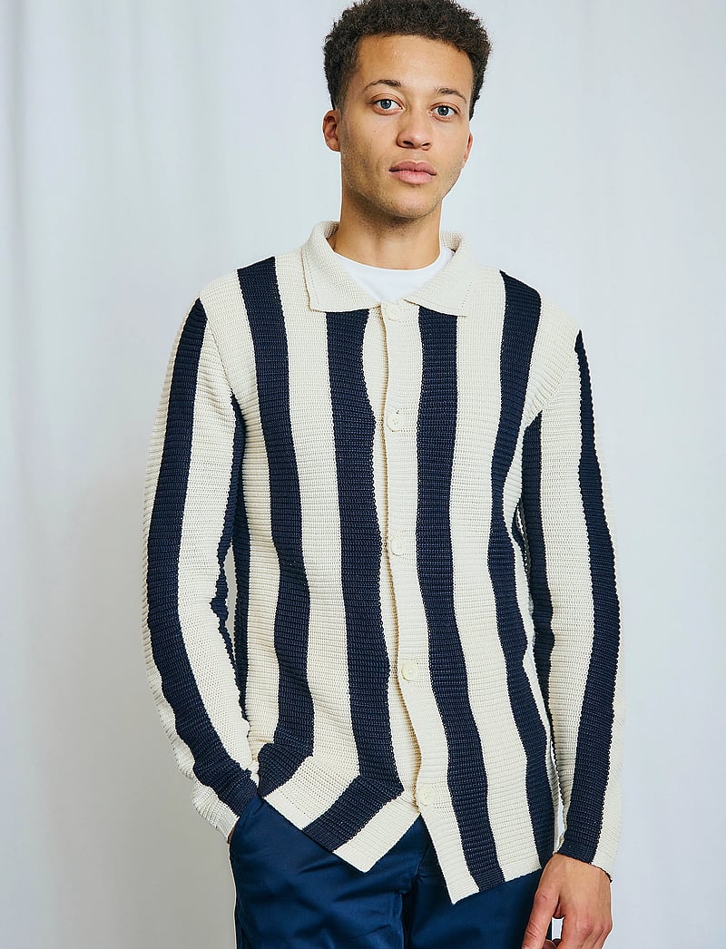 Bruun & Stengade - BS Sito Regular Fit Knitwear - kardiganid - navy/white - 0