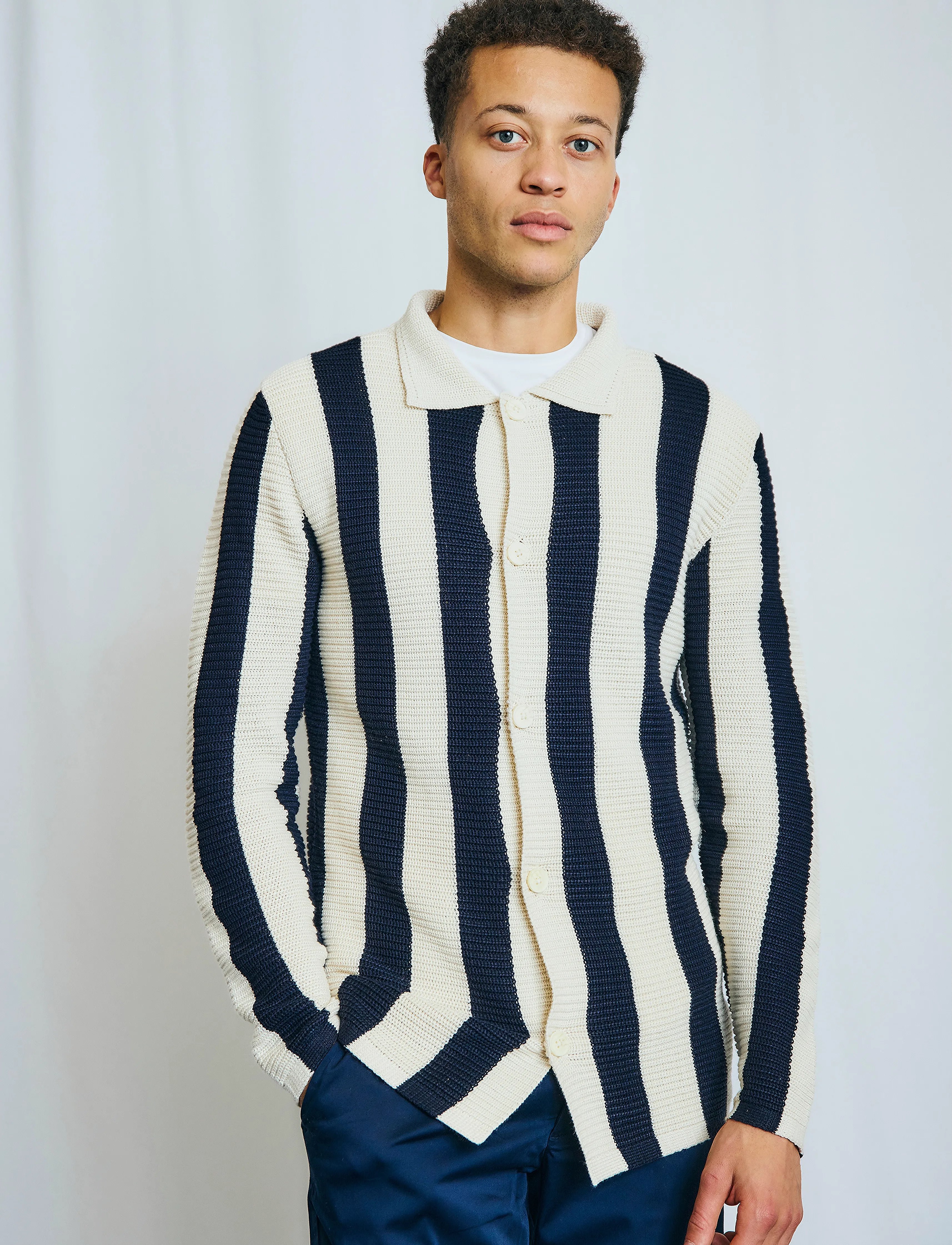 Bruun & Stengade BS Sito Regular Fit Knitwear - Kollektionen - NAVY/WHITE / navy