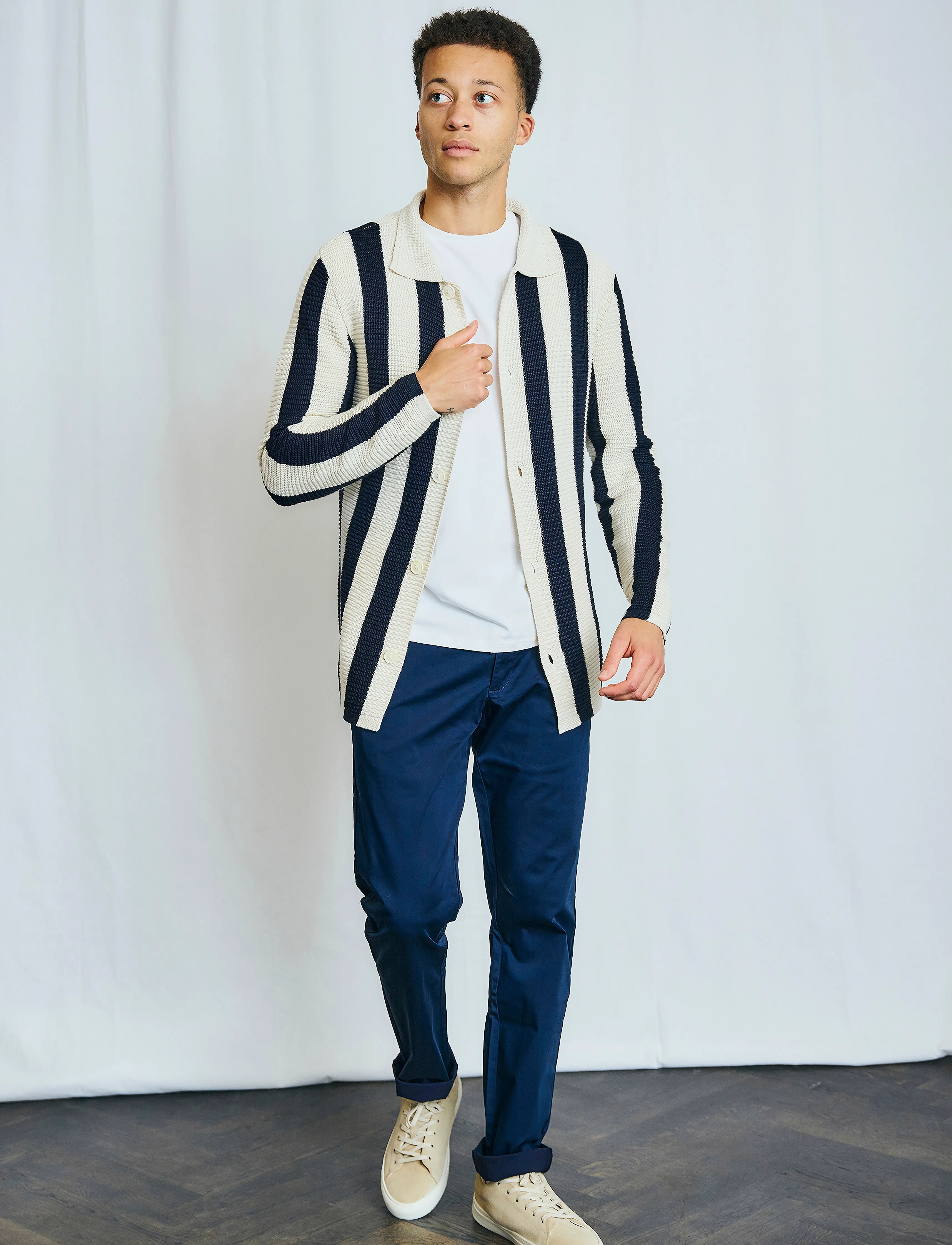 Bruun & Stengade - BS Sito Regular Fit Knitwear - cardigans - navy/white - 3